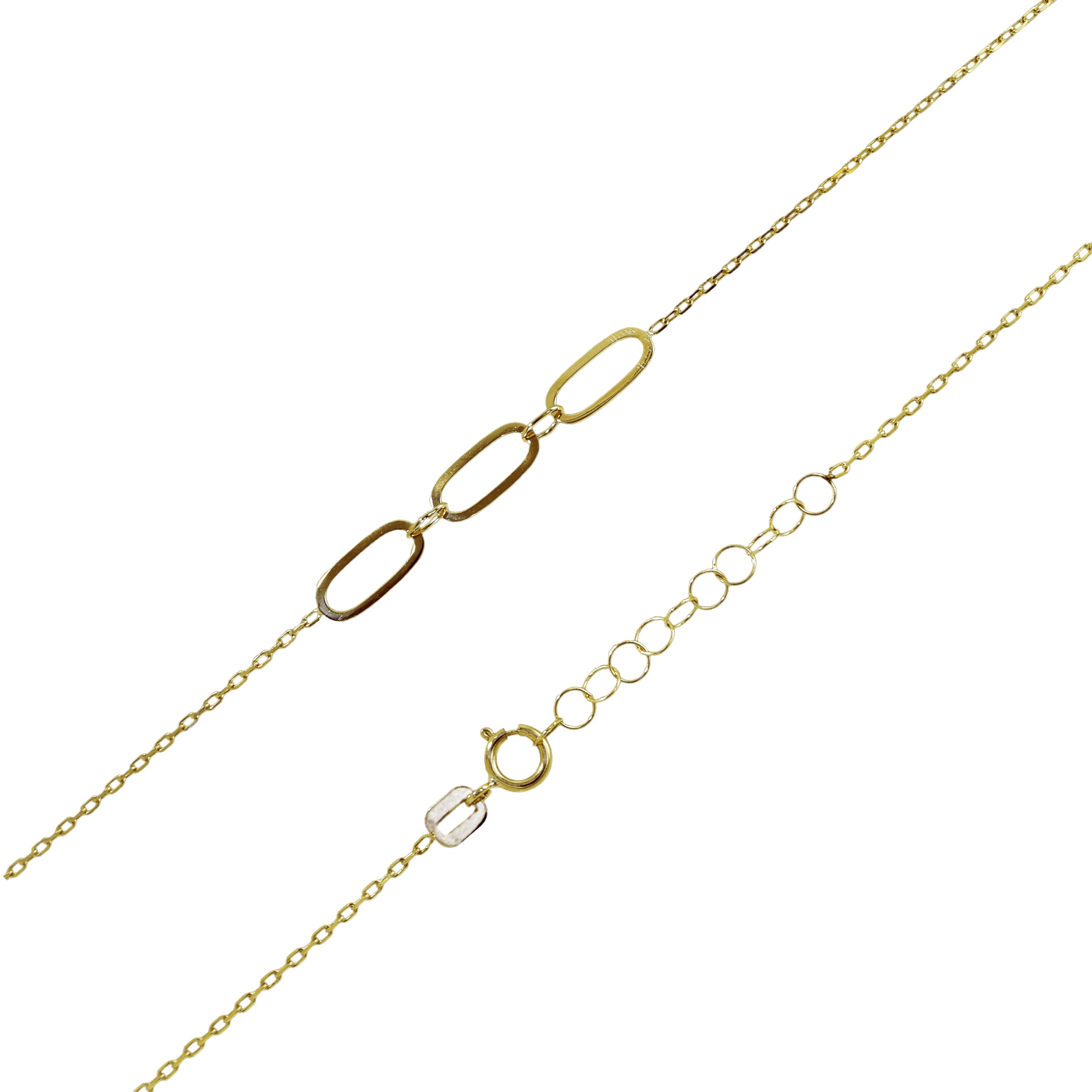 Detailaufnahme des Verschlusses und der ovalen Glieder der Goldkette