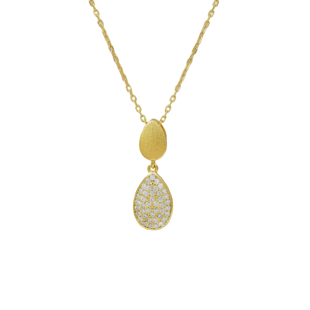 Halskette Silber Vergoldet Zirkonia Tropfen Pavé – Splendido – worn at the neck