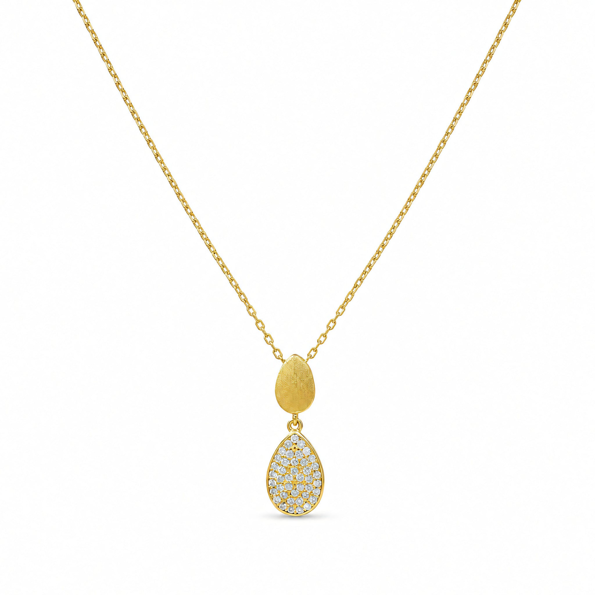 Halskette Silber Vergoldet Zirkonia Tropfen Pavé – Splendido – porté au cou