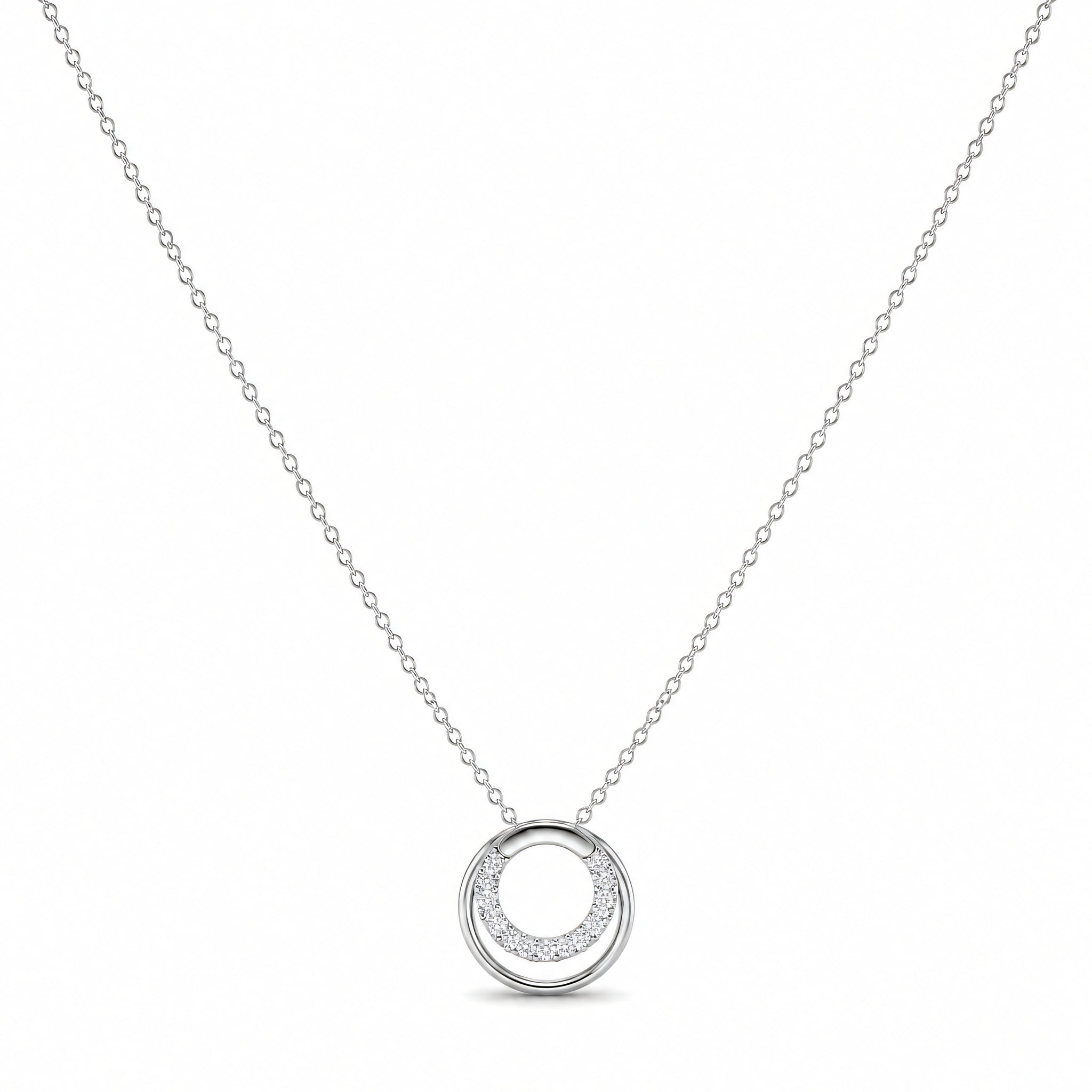 Halskette 925 Silber Kreisanhänger Zirkonia Halbkreis – Splendido – photo produit