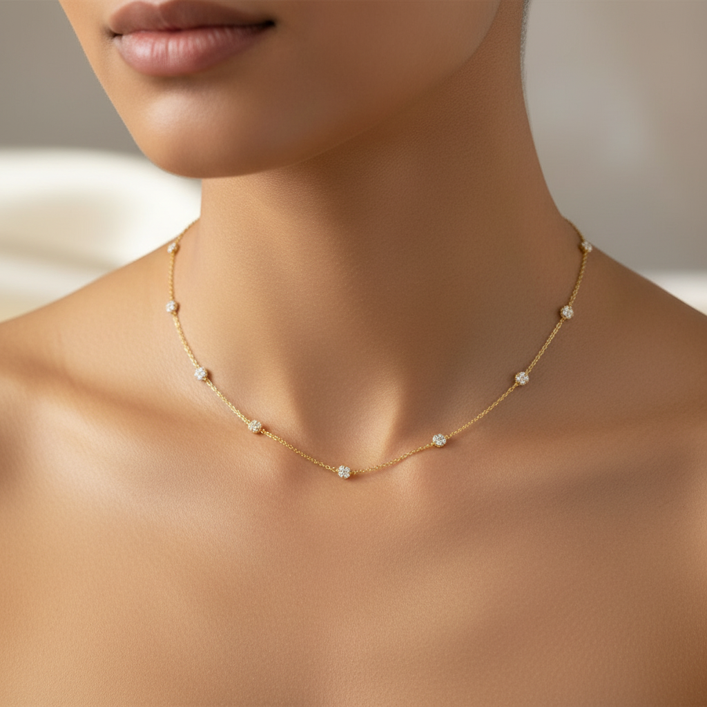 14K gold chain with zirconia