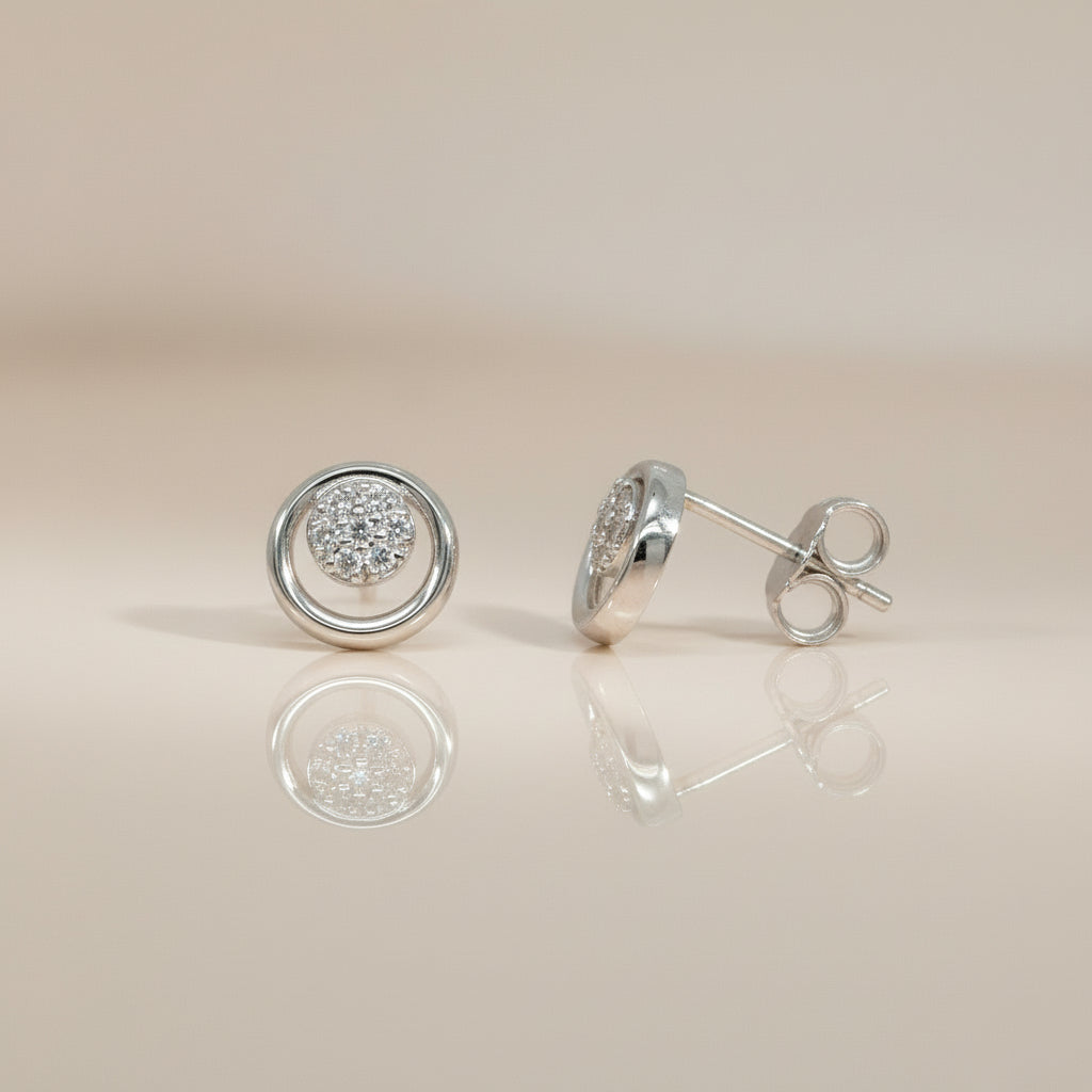 Ohrstecker aus 14 Karat Weissgold mit 0,11 ct Brillanten im Kreisdesign
