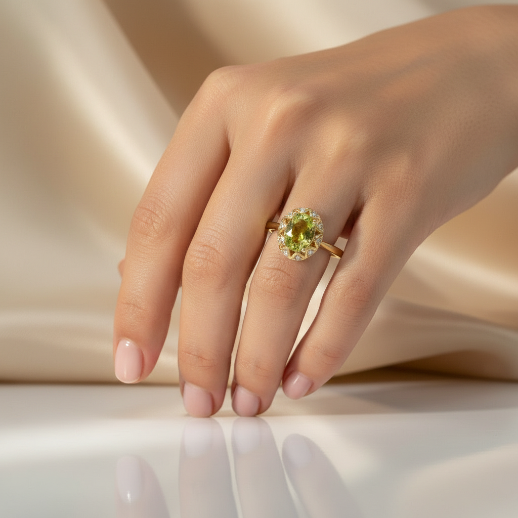 Goldring 14Kt. mit Peridot und Brillant