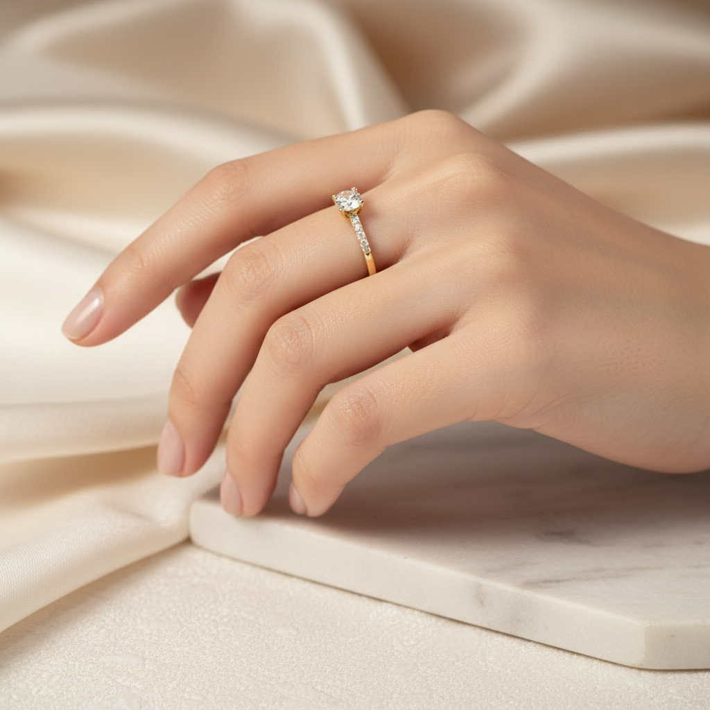 Anello in oro 14K con zirconi