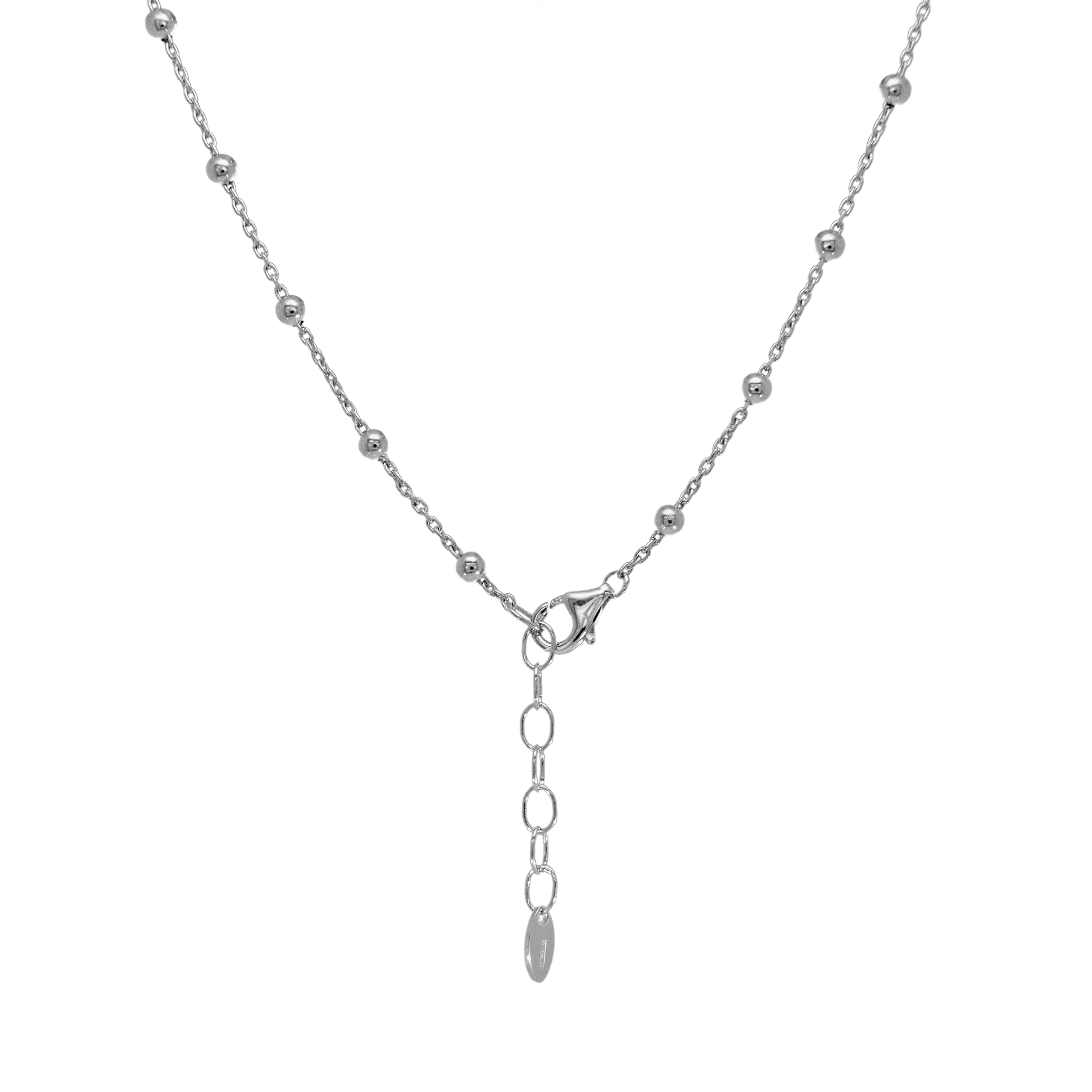 Verschluss Silberne Rosenkranzkette mit Medaillon und Kreuzanhänger