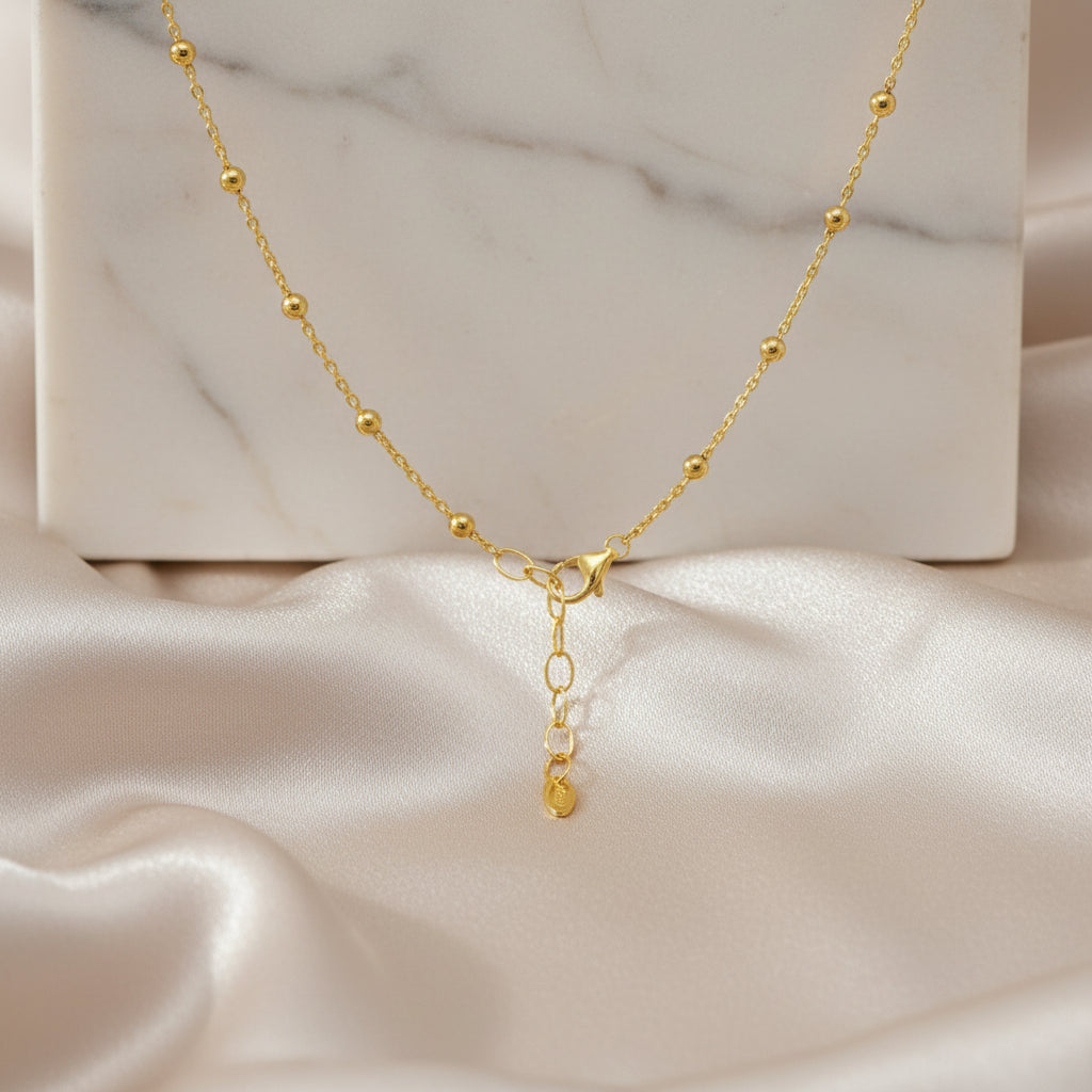 Verschluss Vergoldete Rosenkranzkette mit Medaillon und Kreuzanhänger