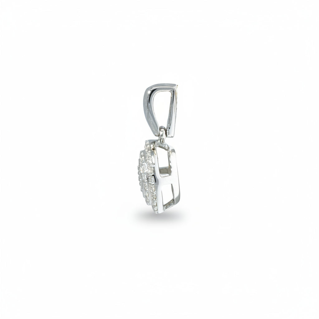 Anhänger 585 Weißgold voll gefasster Kreis mit Brillanten 0,18 ct – Splendido – détail macro