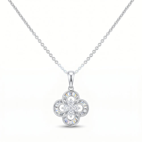Collier 585 Weißgold 3D-Anhänger mit Brillant 0,09 ct – Splendido – foto producto