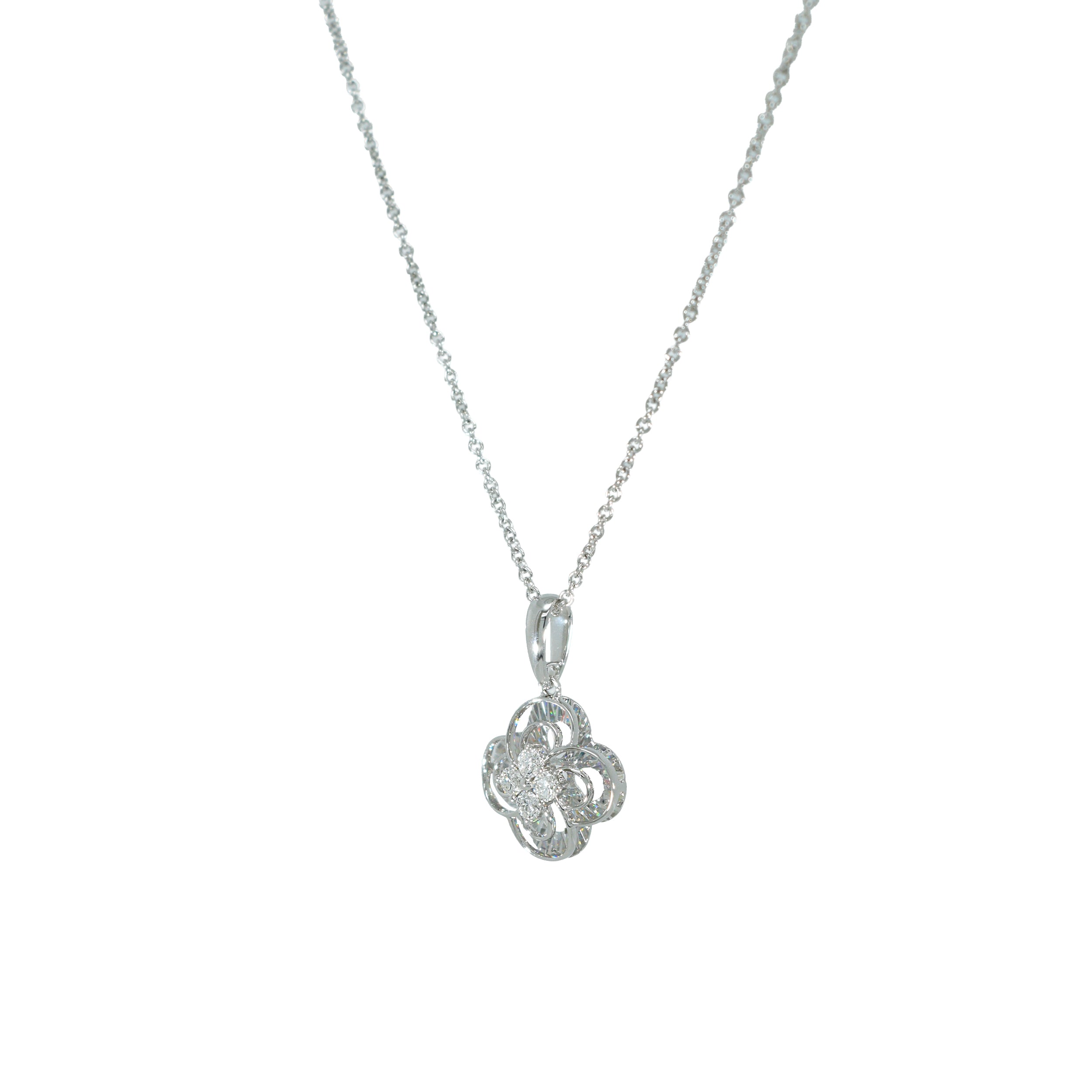 Collier 585 Weißgold 3D-Anhänger mit Brillant 0,09 ct – Splendido – modèle avec bijou