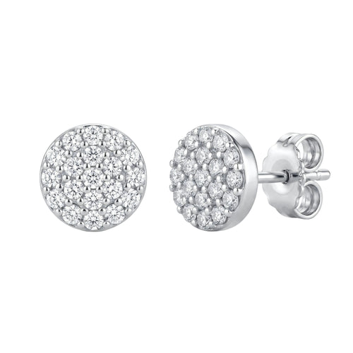 Ohrstecker 585 Weißgold Zirkonia Pavé rund | Splendido Schmuck