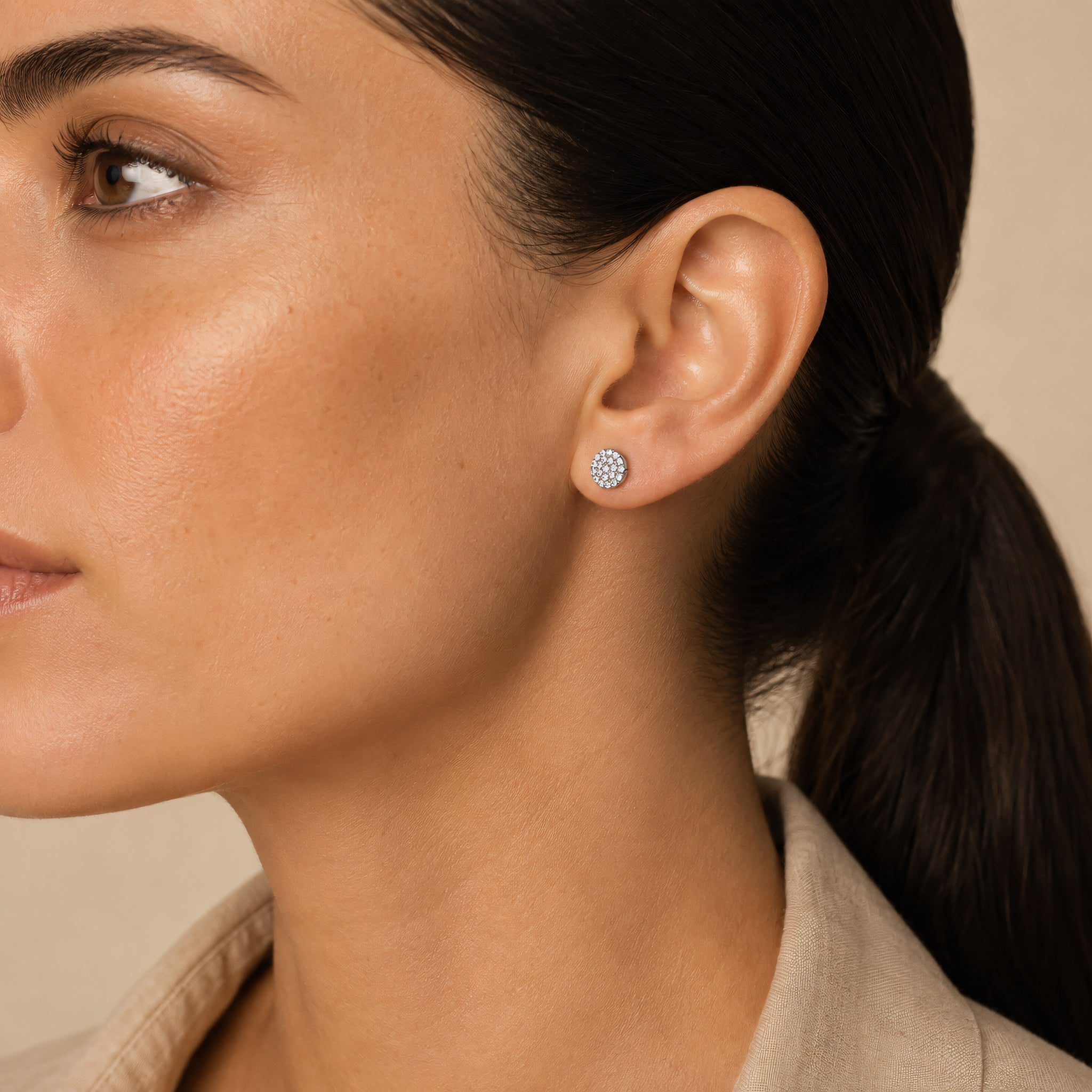 Ohrstecker 585 Weißgold Zirkonia Pavé rund | Splendido Schmuck