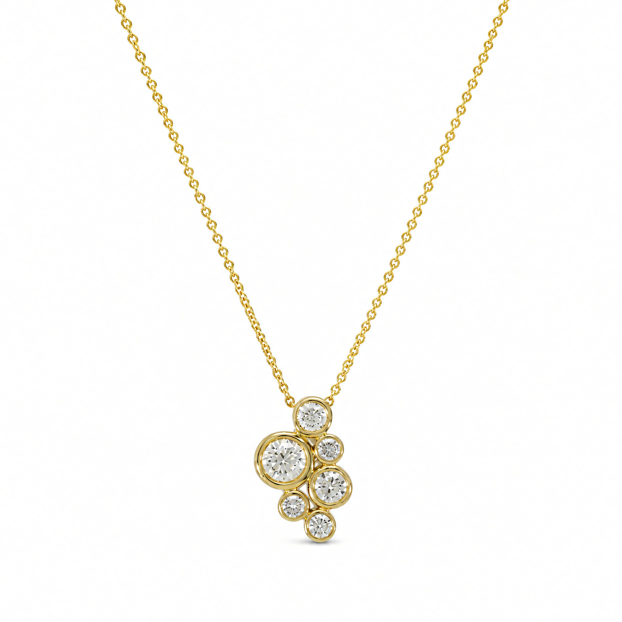 Collier 585 geelgoud briljanten cluster kastzetting | Splendido Jewelry