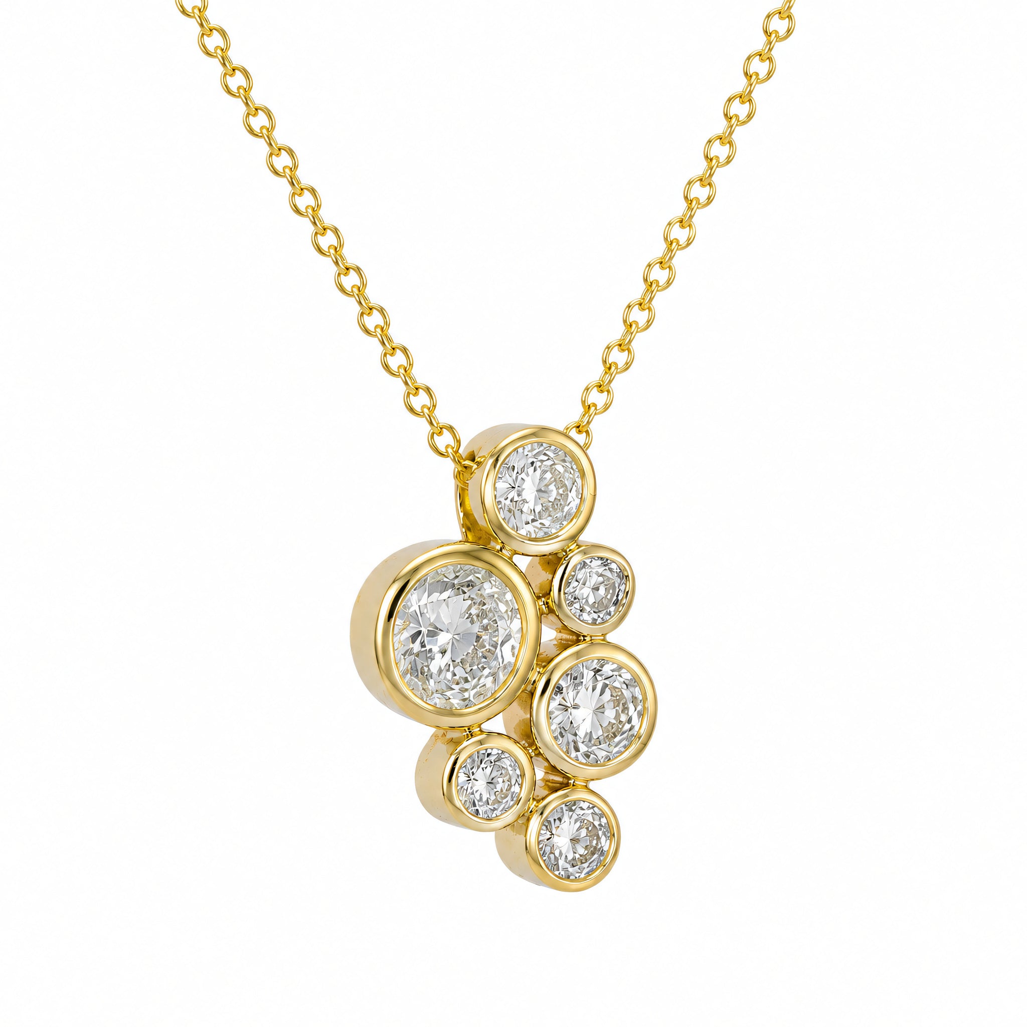 Collier 585 Gelbgold Brillanten Cluster Zargen | Splendido Schmuck