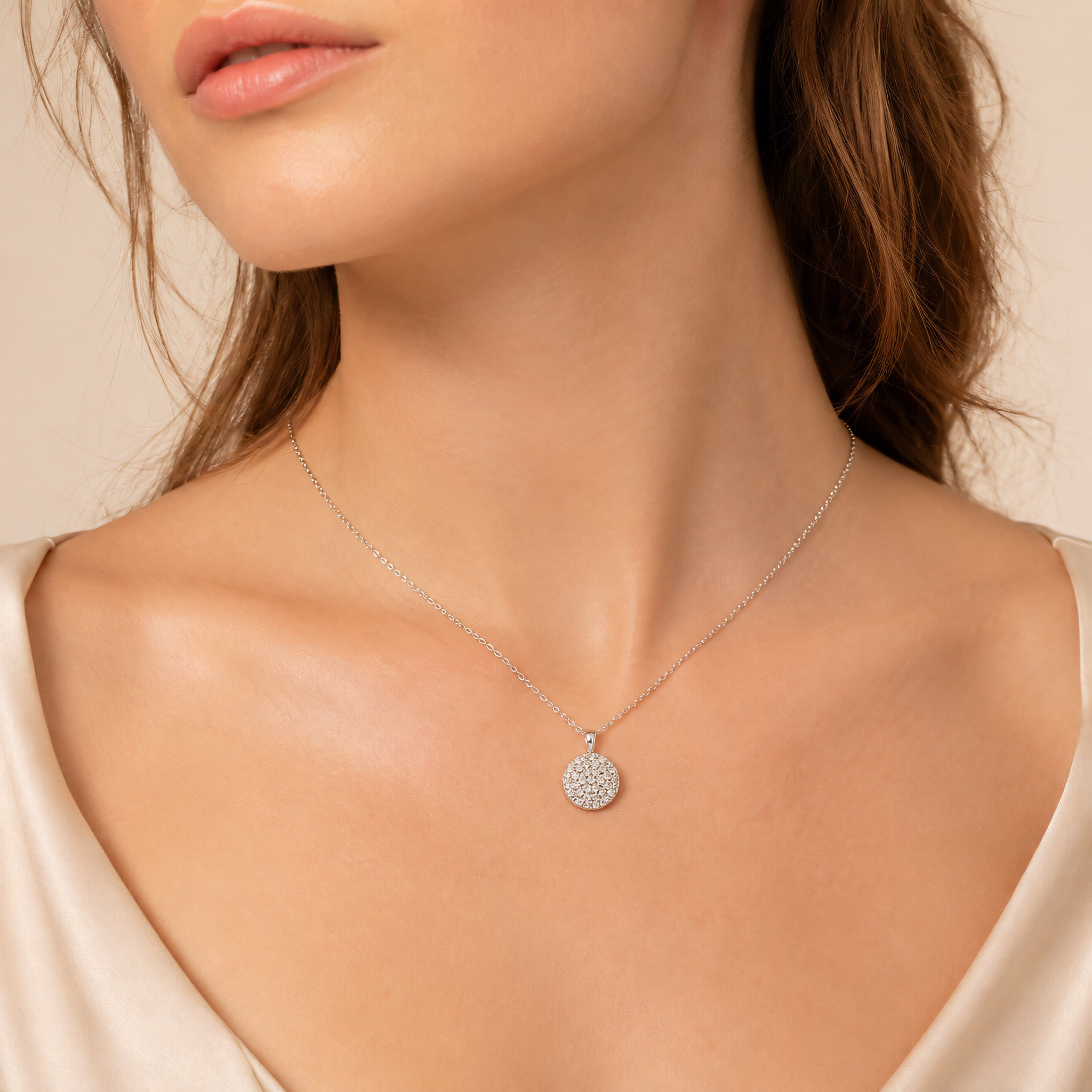 Halskette 585 Weißgold Zirkonia Pavé Kreis | Splendido Schmuck