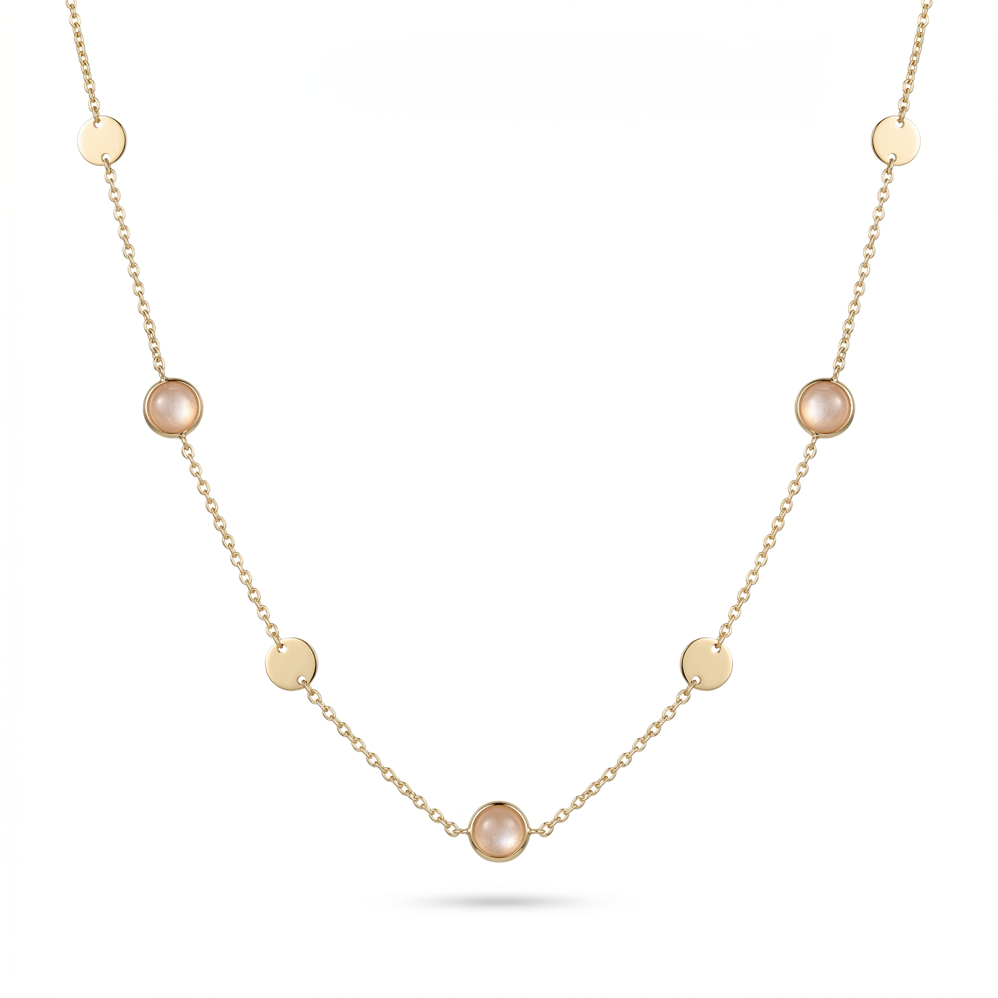 Collier 585 Gelbgold Pfirsich-Mondstein Cabochon – Splendido – product photo