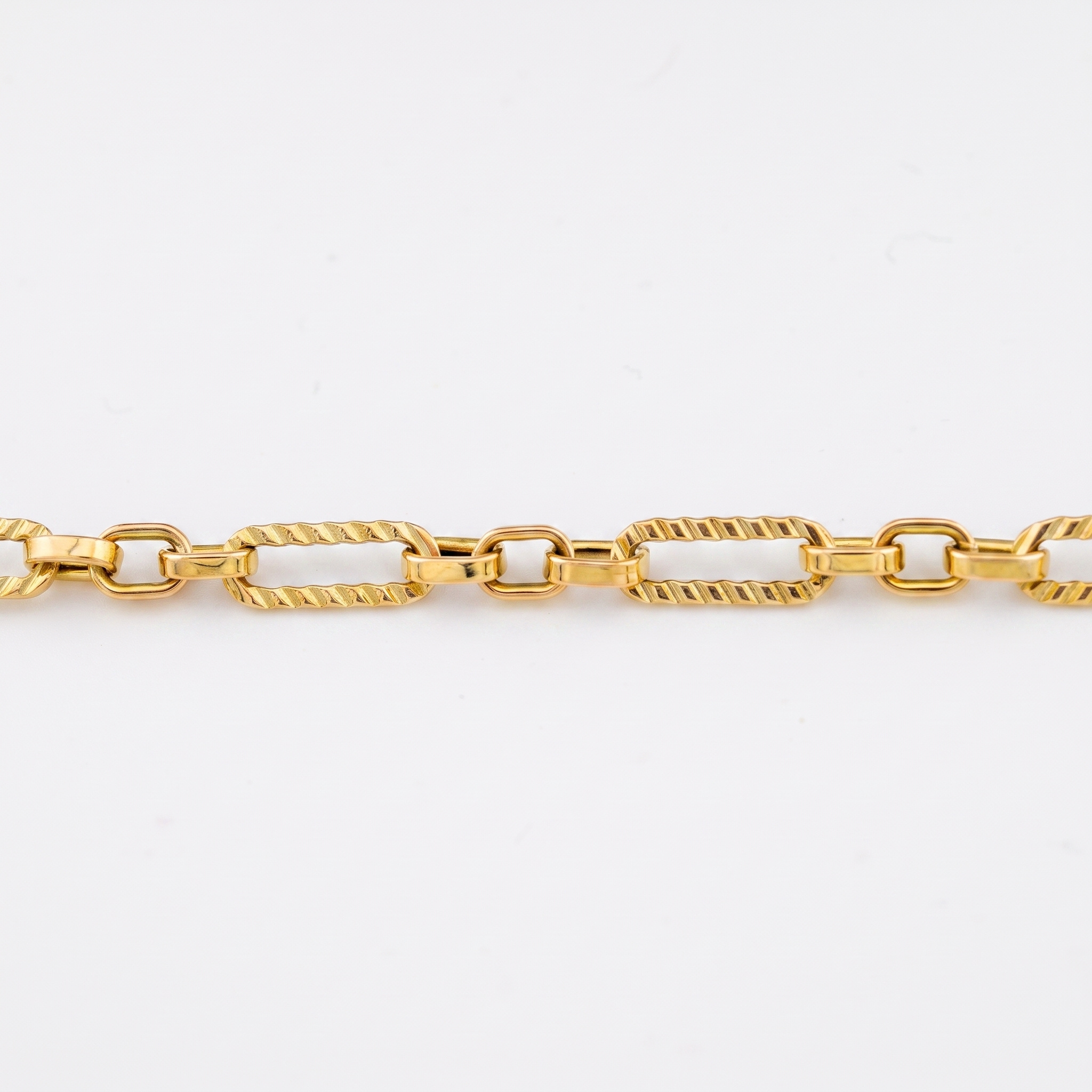 Collar de oro amarillo de 585 de eslabones fantasía con acabado diamantado, vista 2