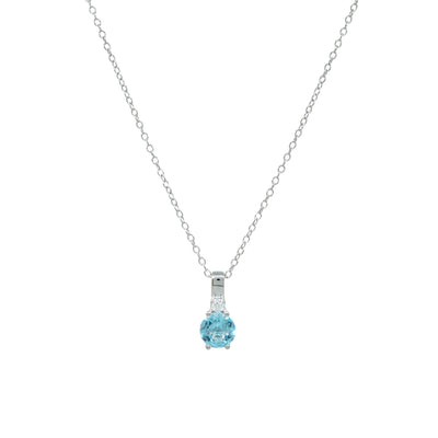 Collier 925 Silber Blautopas Solitär Ankerkette | Splendido Schmuck