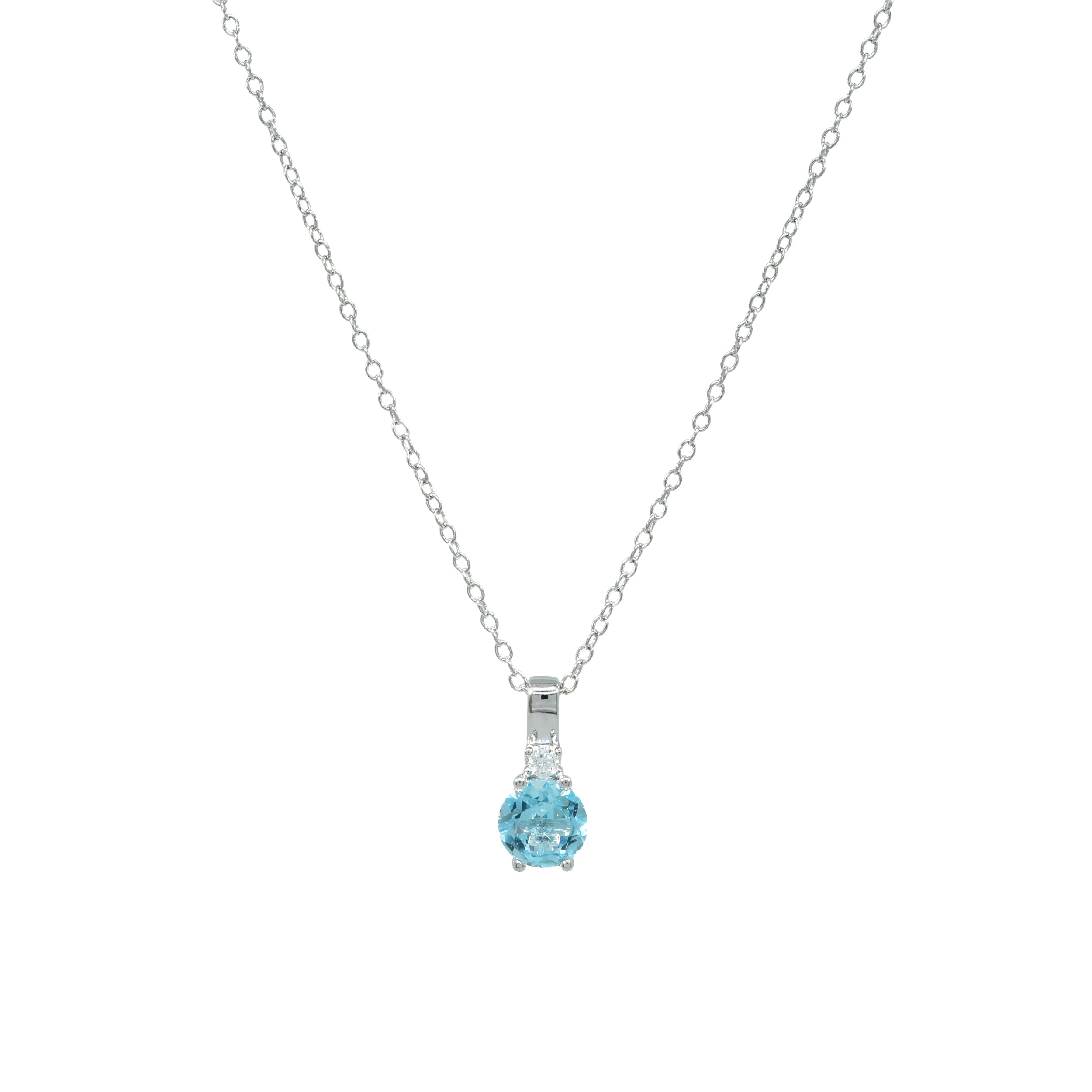 Collier 925 Silber Blautopas Solitär Ankerkette – Splendido – product photo