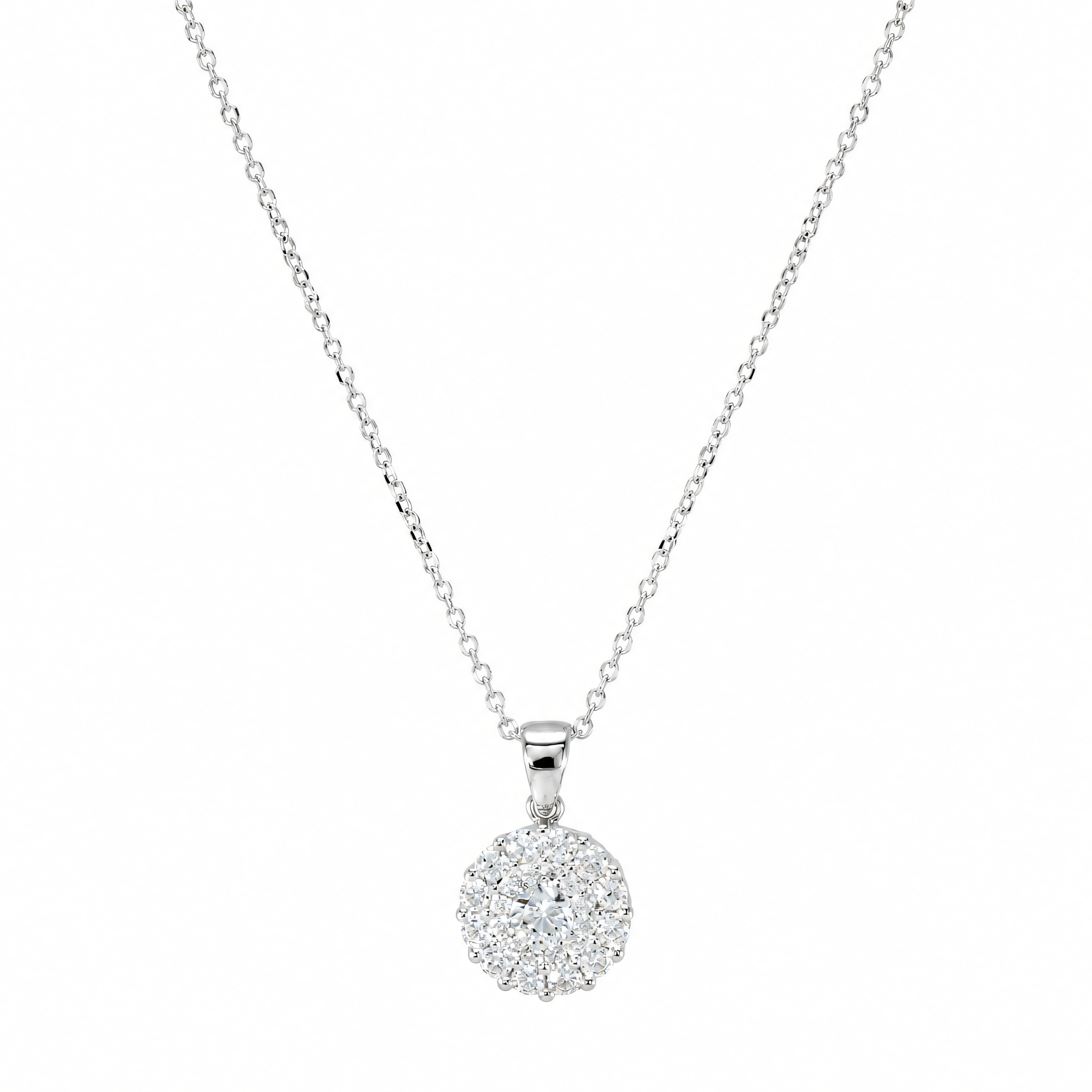 Naszyjnik 585 Złoto Cyrkonia Pavé Okrągła zawieszka Łańcuszek ankier | Splendido Jewelry