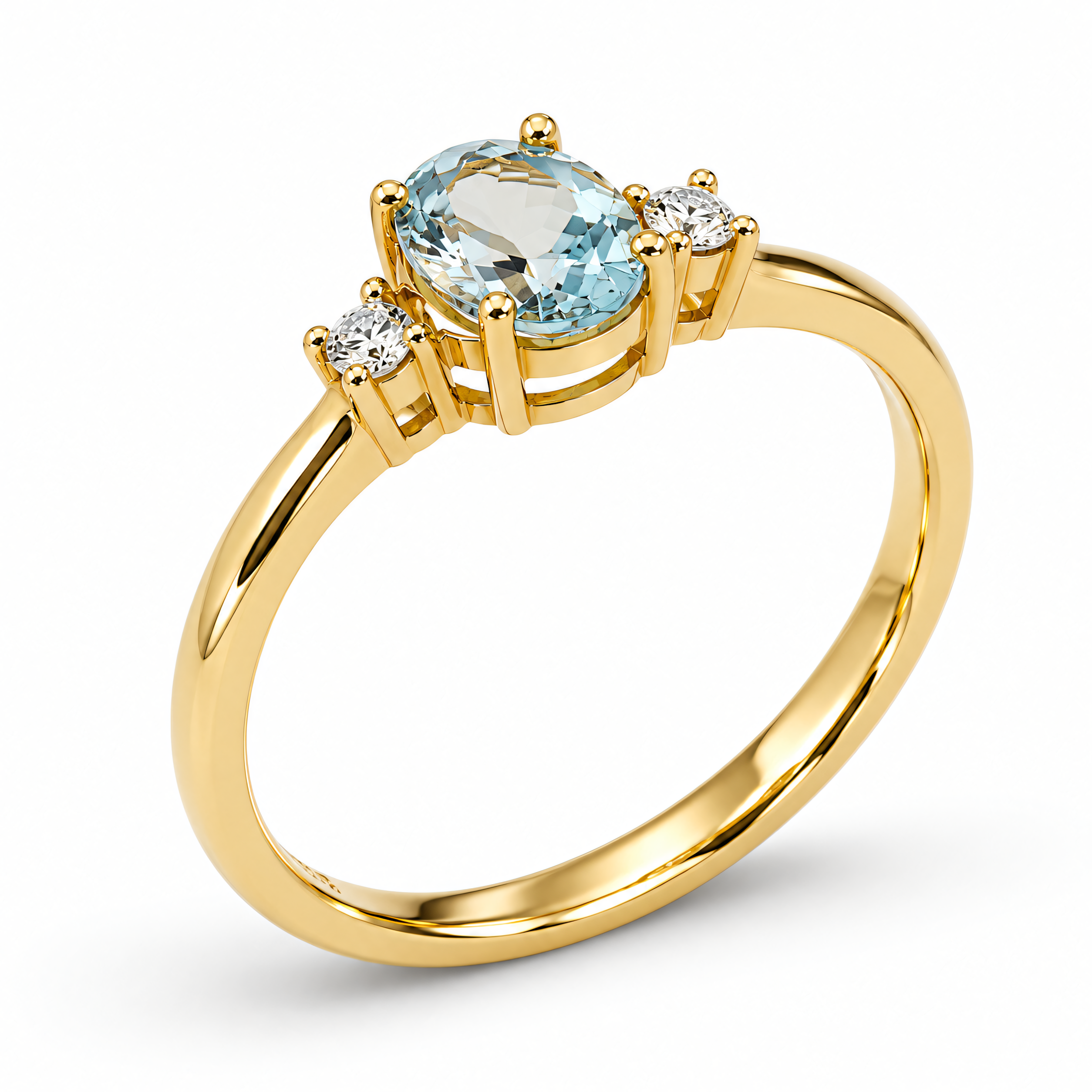 Bague en or jaune 585, topaze avec deux zircones | Splendido Jewelry