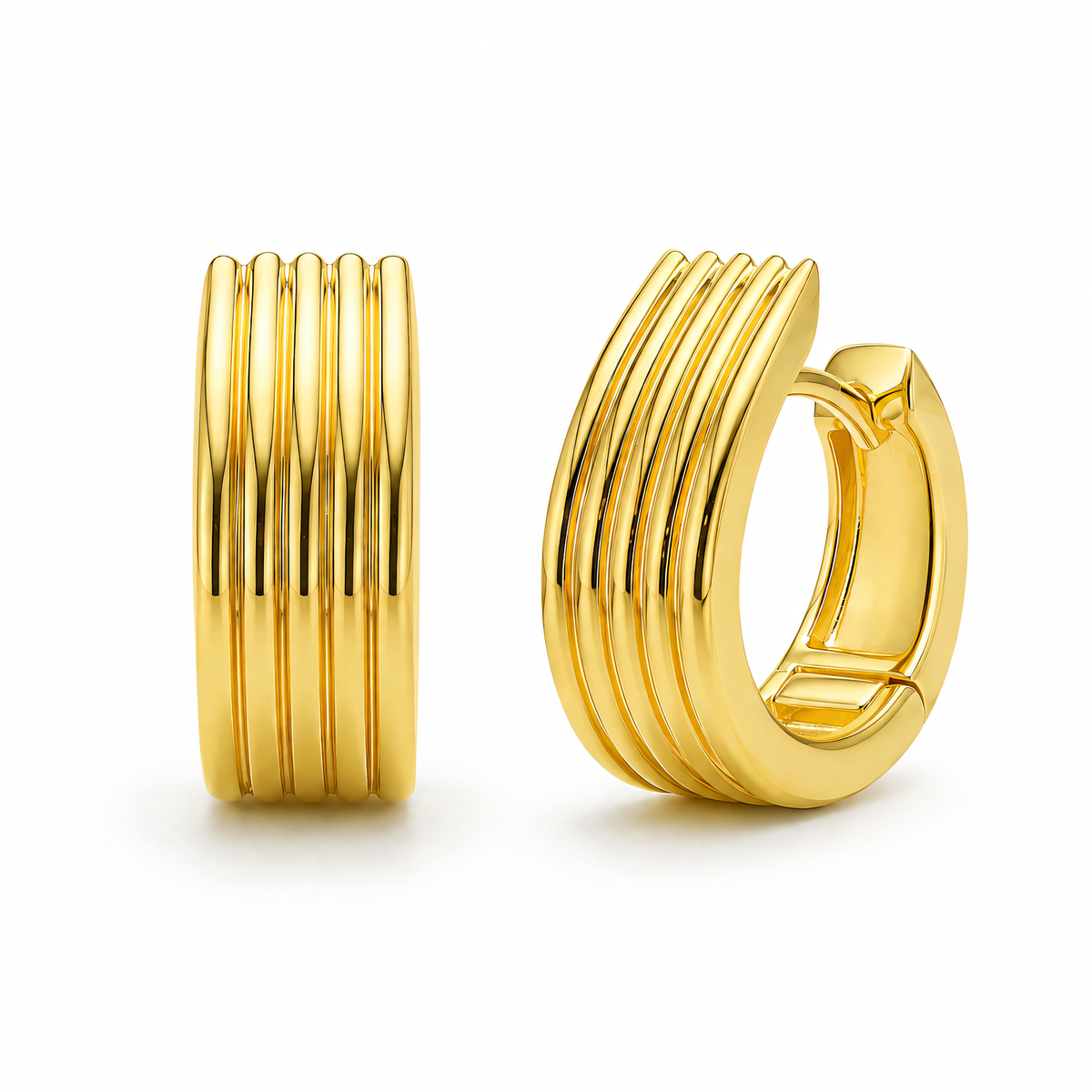 Aros de plata 925 chapados en oro, diseño superpuesto | Splendido Jewelry