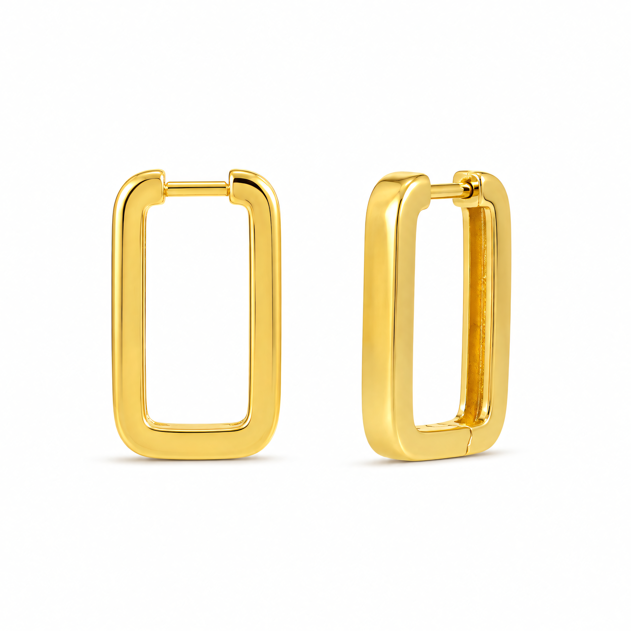Aros de plata 925 tipo huggie, rectangulares | Splendido Jewelry