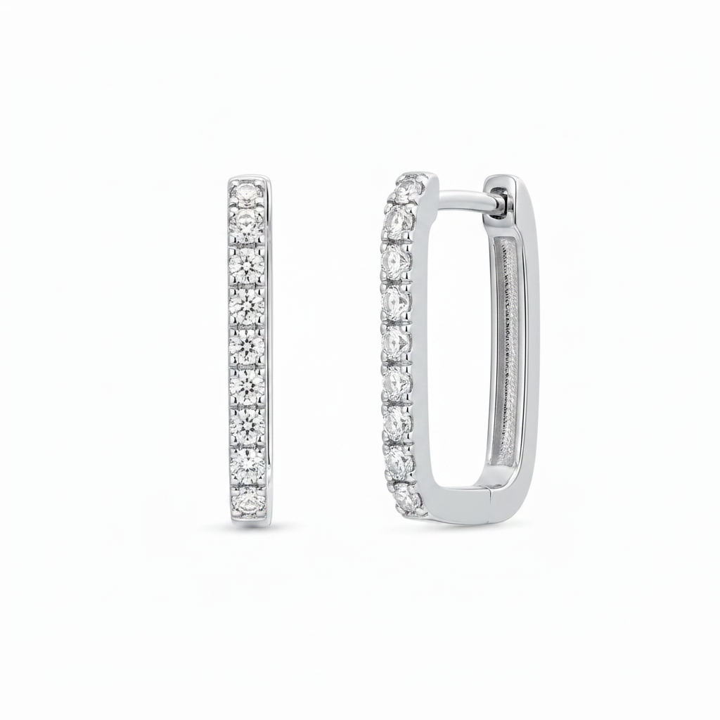 Aros de plata 925 con circonitas cúbicas, rectangulares | Splendido Jewelry