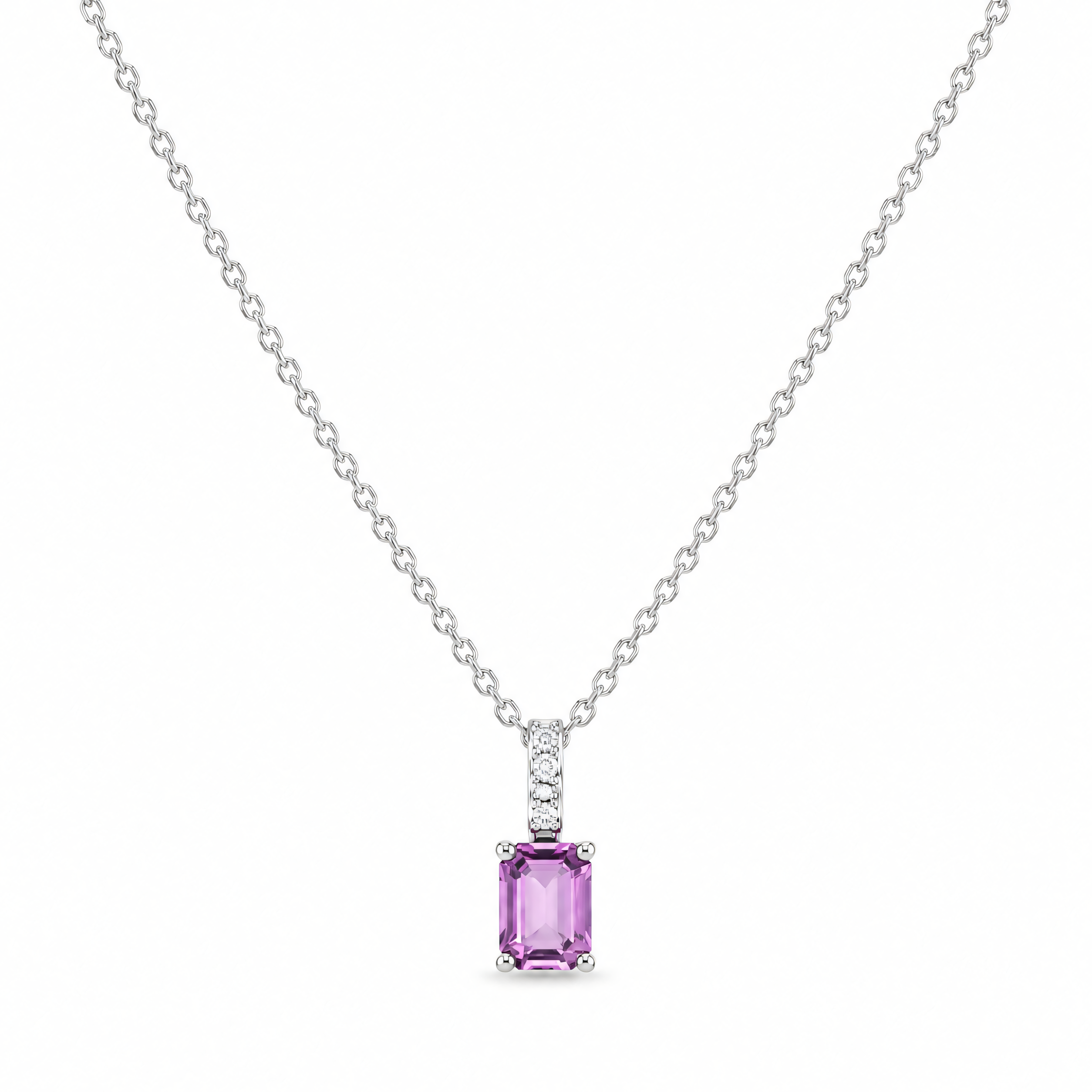 Halskette 585 Weißgold Saphir pink Brillant