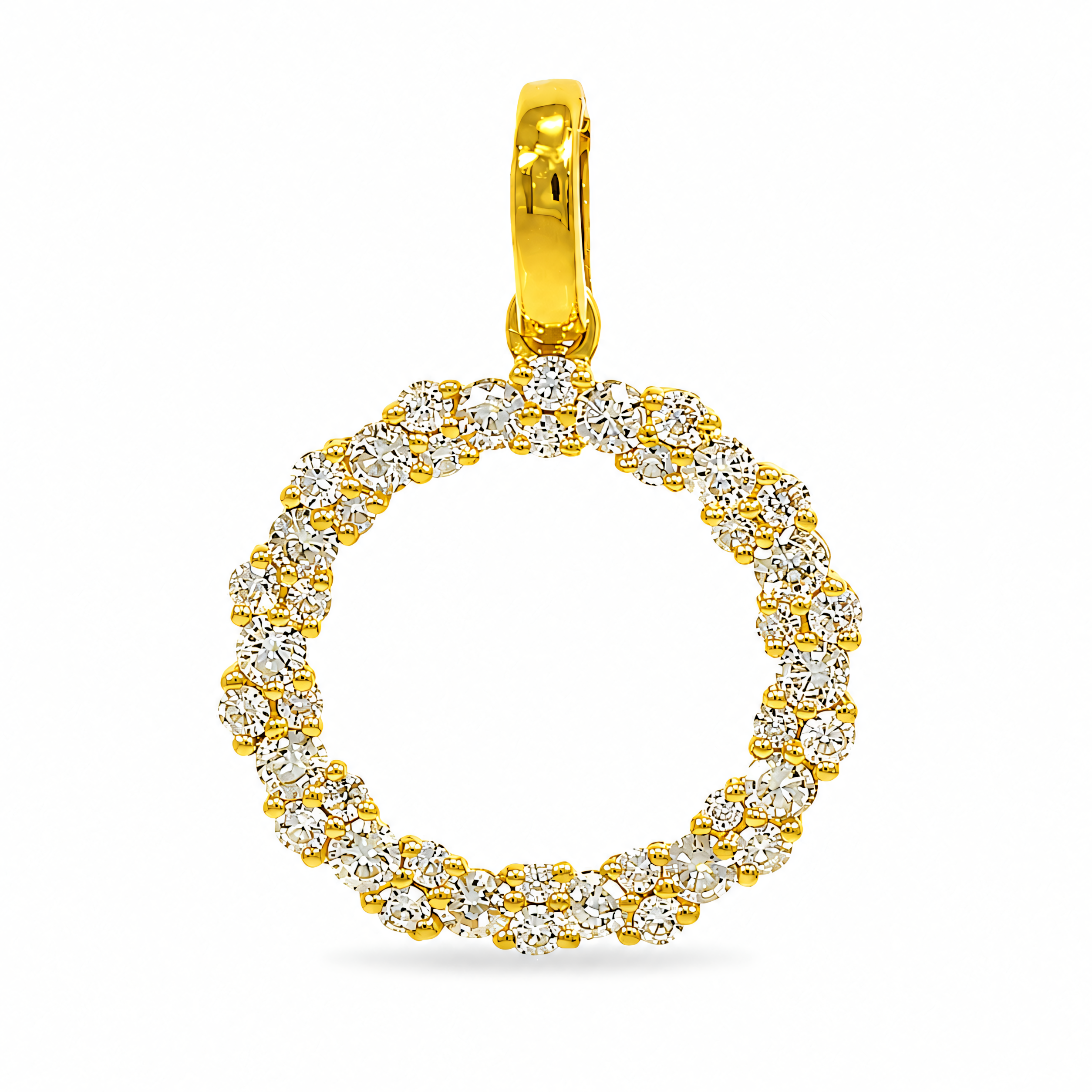 Anhänger aus 585er Gelbgold mit Diamant in Pavéfassung – offener Kreis mit Brillanten 0,27 ct | Splendido Schmuck
