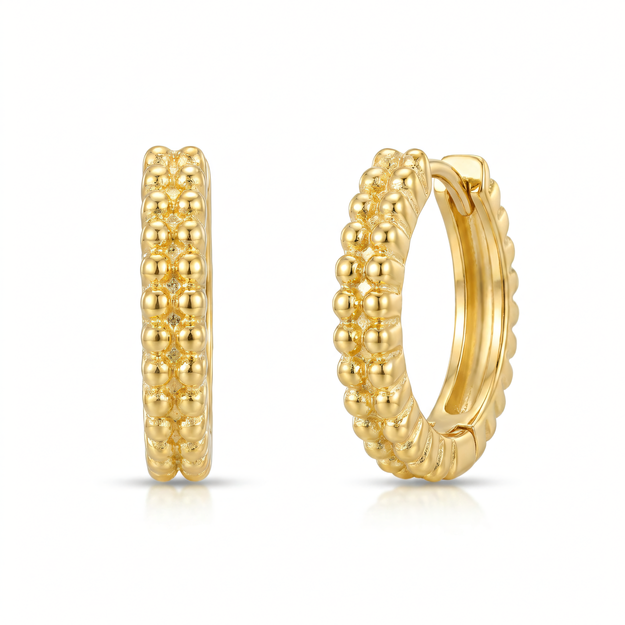 Aros de plata 925 chapados en oro, estructura de cuentas | Splendido Jewelry