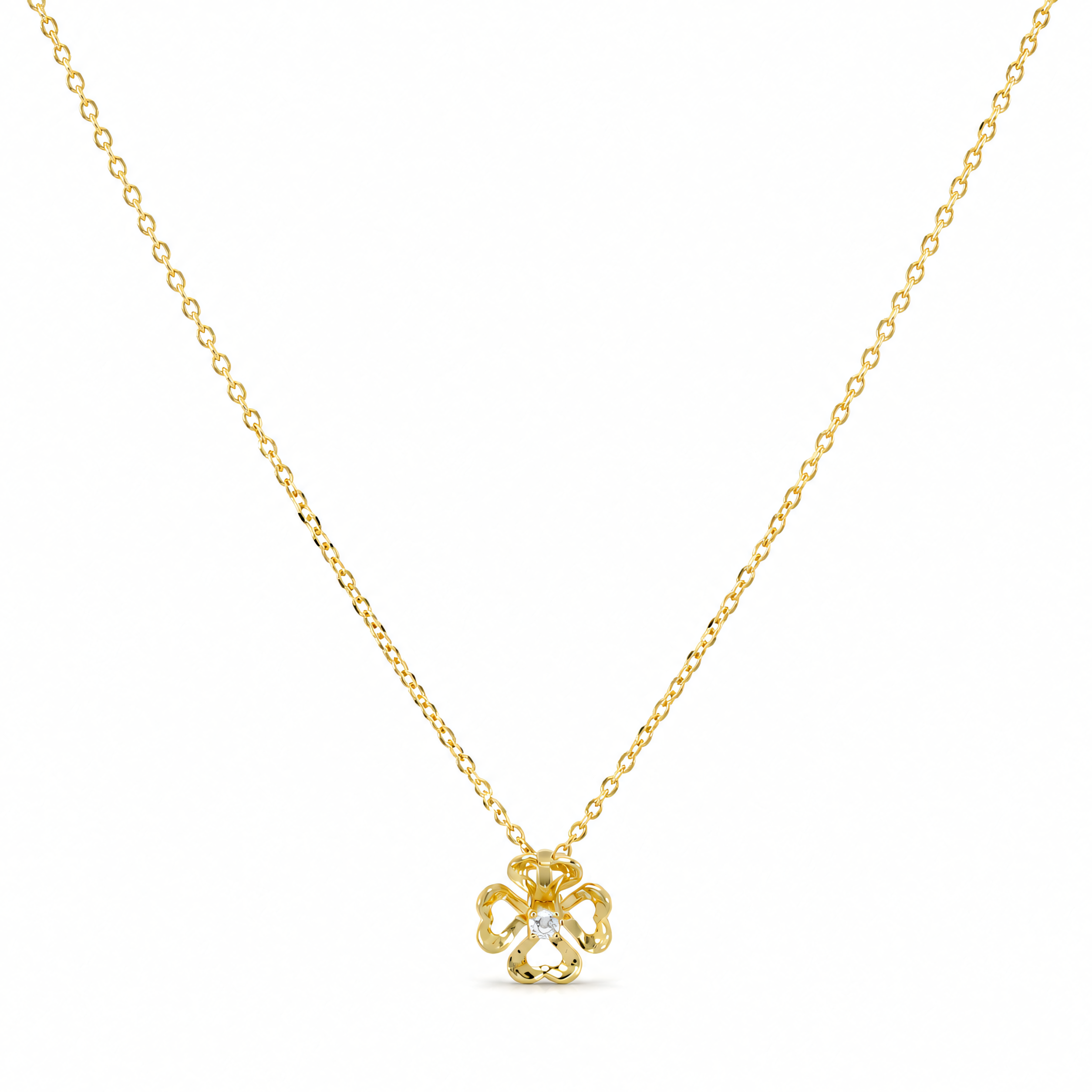 Gargantilla de oro amarillo de 585 con colgante de flor y circonitas | Splendido Jewelry