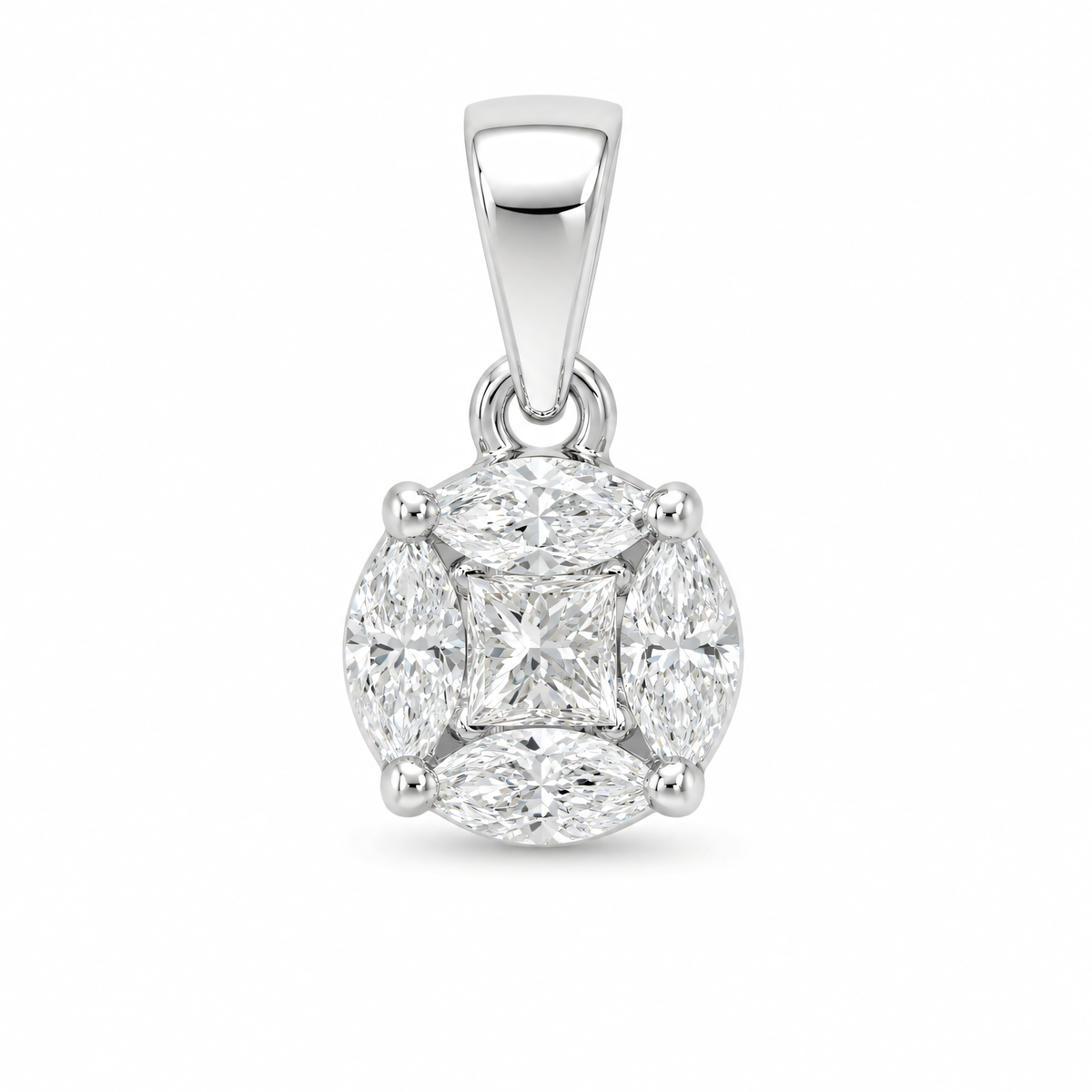 Anhänger aus 585er Weißgold mit Diamant in Krappenfassung – kleiner Kreis mit Brillanten 0,20 ct | Splendido Schmuck