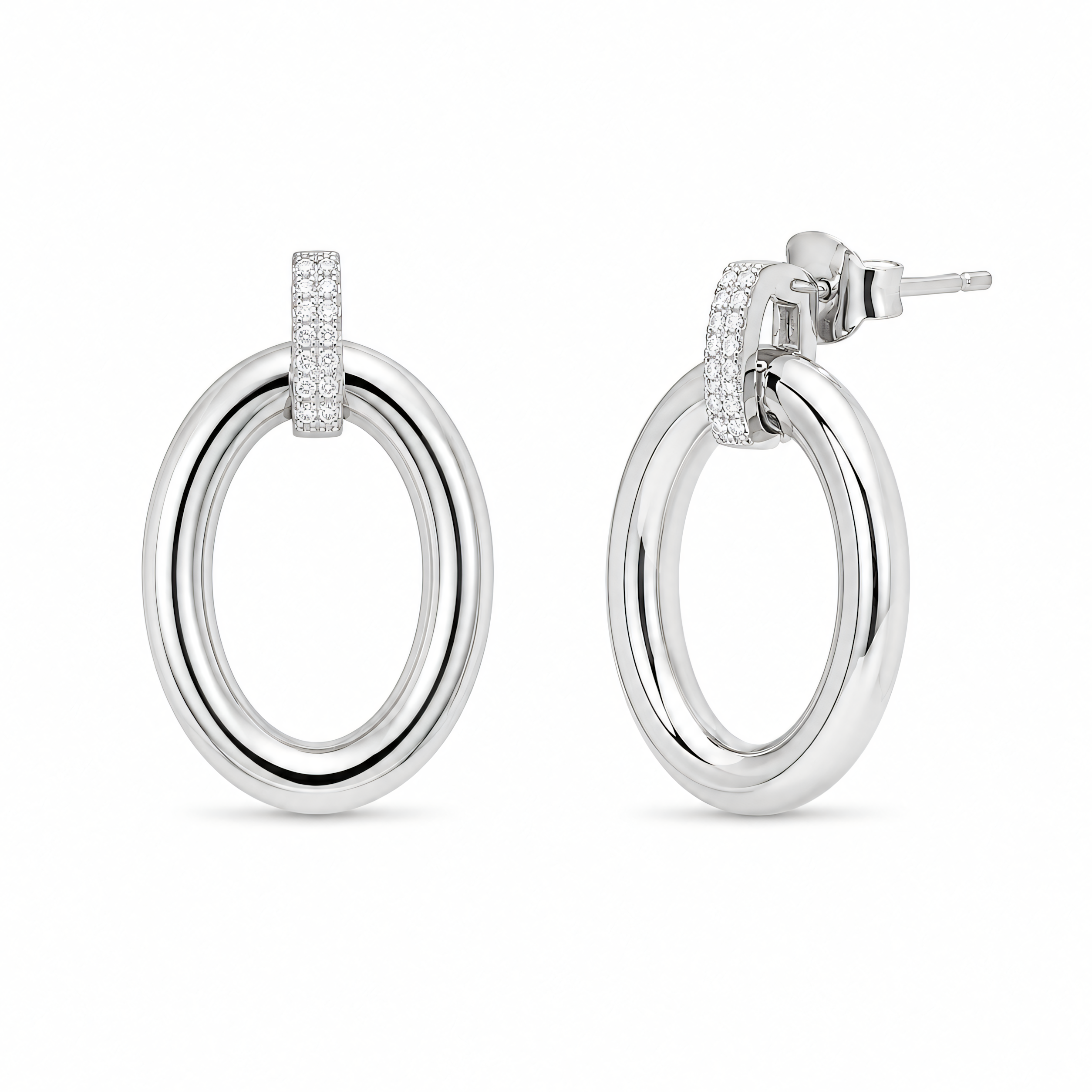 Puces d’oreilles en argent 925, oxydes de zirconium, pavées | Splendido Jewelry