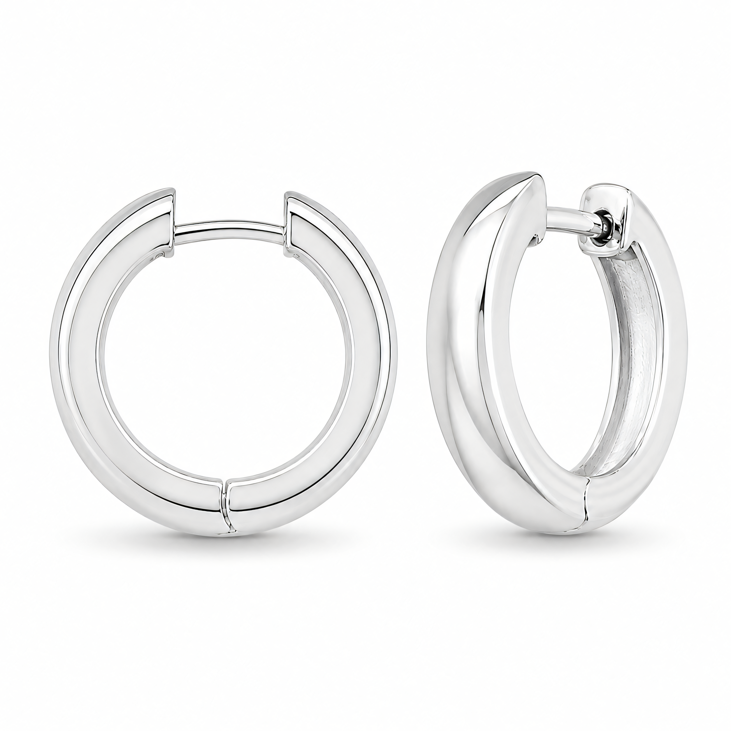 925 silver rhodium-plated wide high-polish hoop earrings | Splendido Jewelry