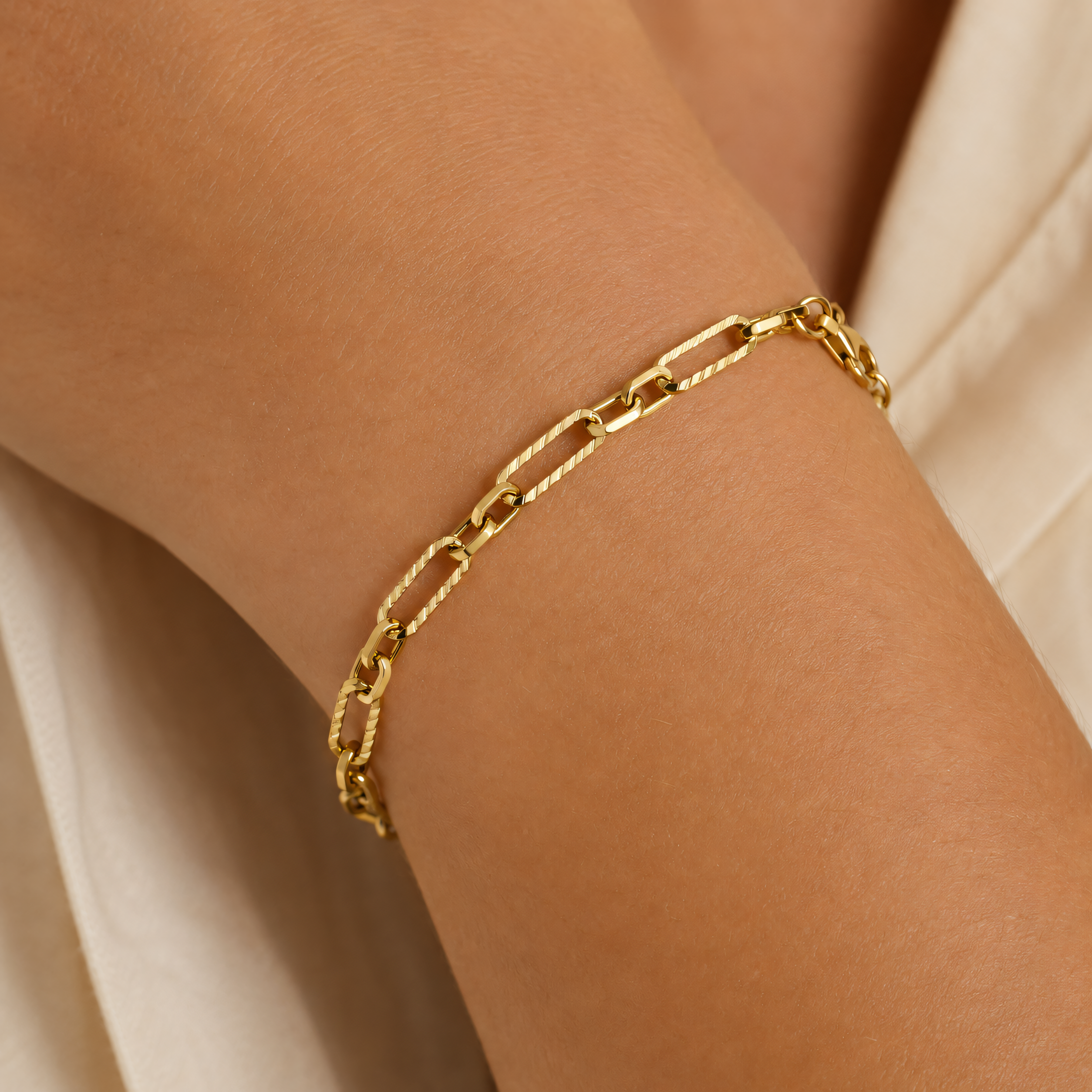 Armband 585 Gelbgold Gliederstruktur Satiniert