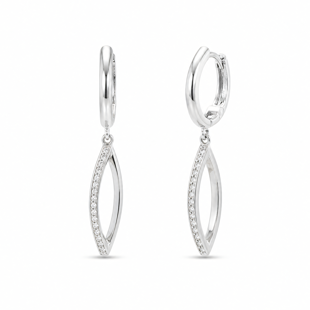 Aros de plata 925 con circonitas cúbicas, marquesa | Splendido Jewelry