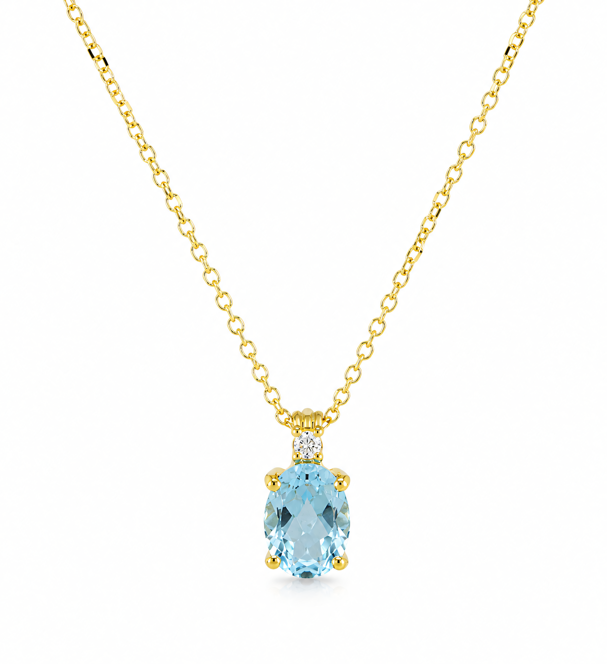 Gargantilla de oro amarillo de 585 con colgante de topacio y circonitas | Splendido Jewelry