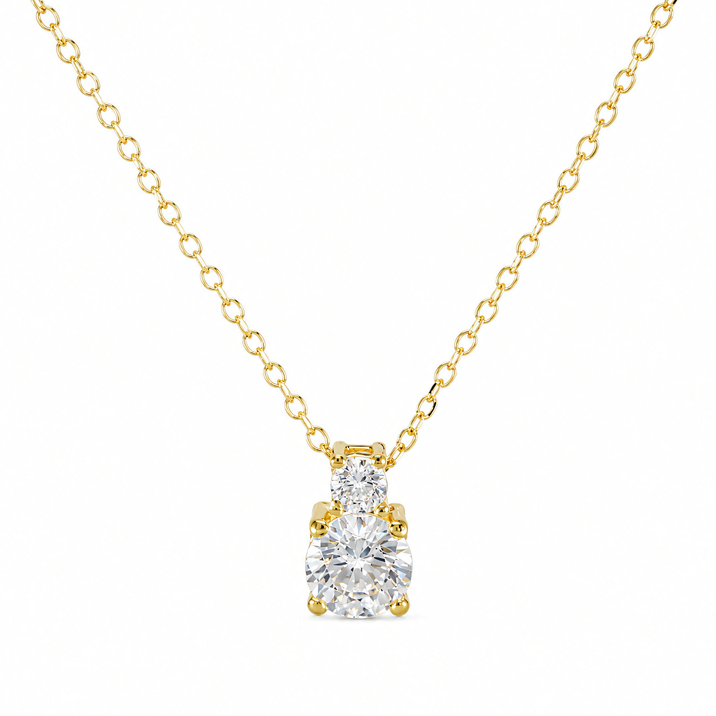 Gargantilla de oro amarillo de 585 con colgante de circonita en engaste de 4 garras | Splendido Jewelry