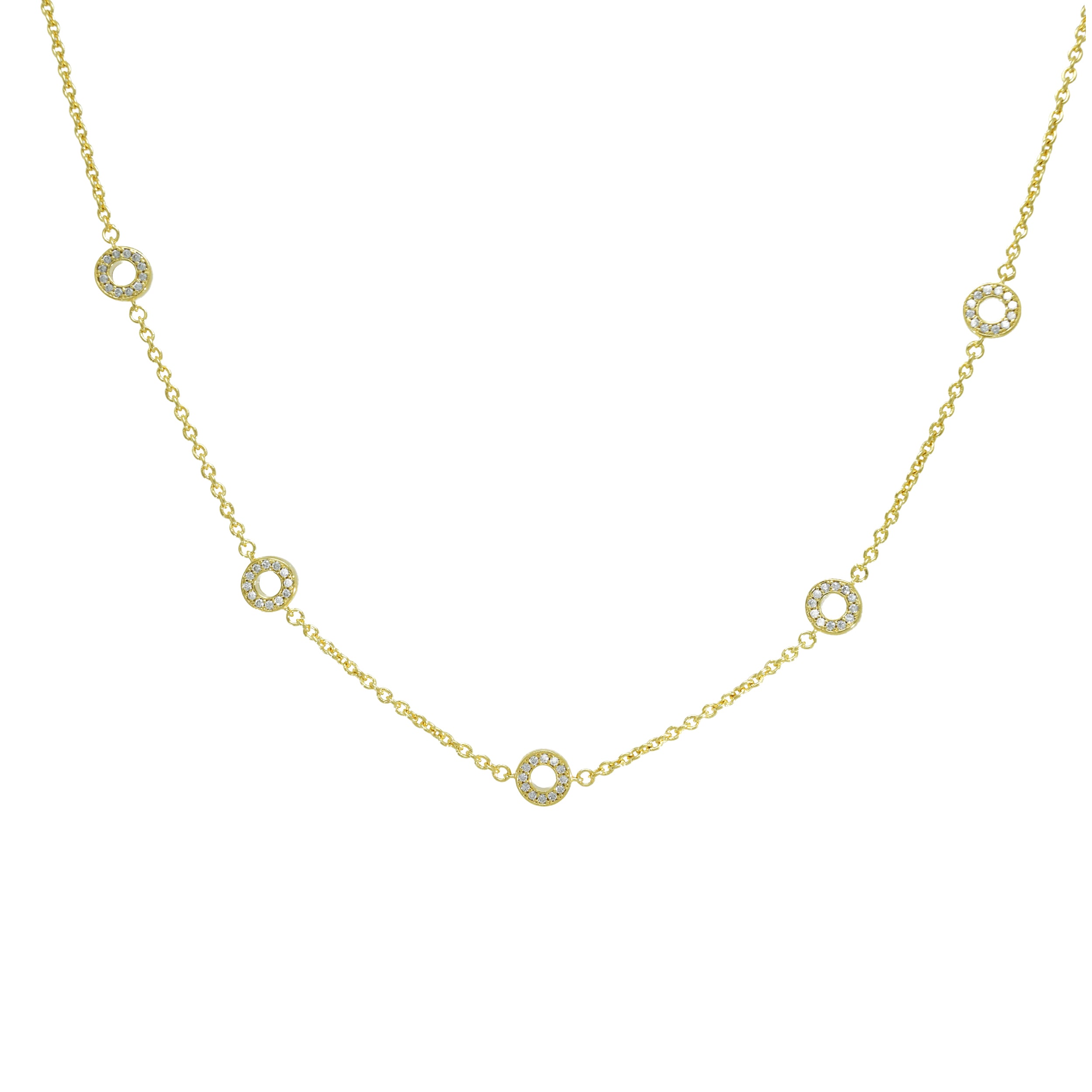 Halskette 925 Silber Vergoldet Zirkonia Kreise – Splendido – product photo