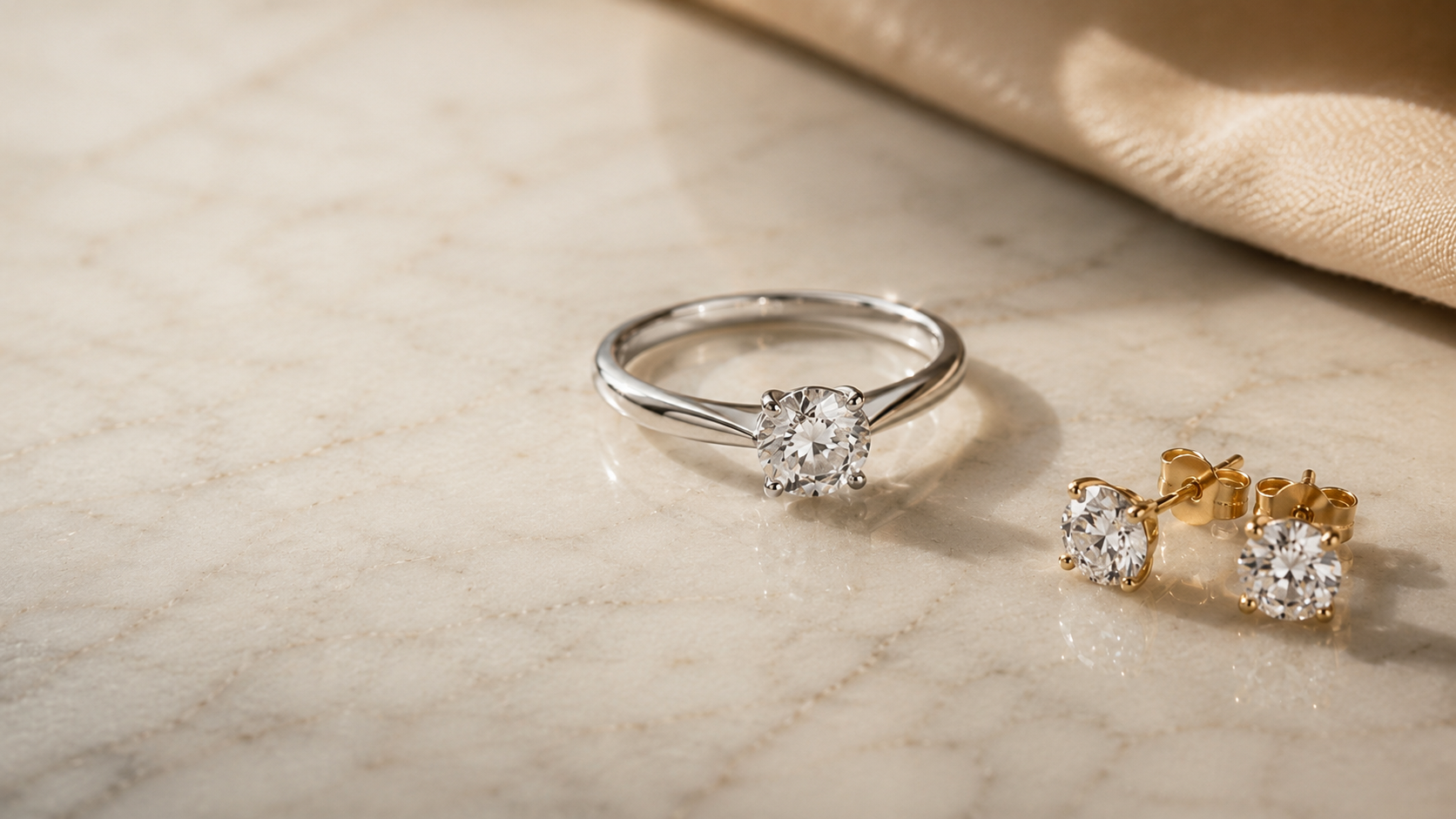 585er Goldkette mit funkelndem Brillant im Rundschliff — Diamantschmuck von Splendido Schmuck