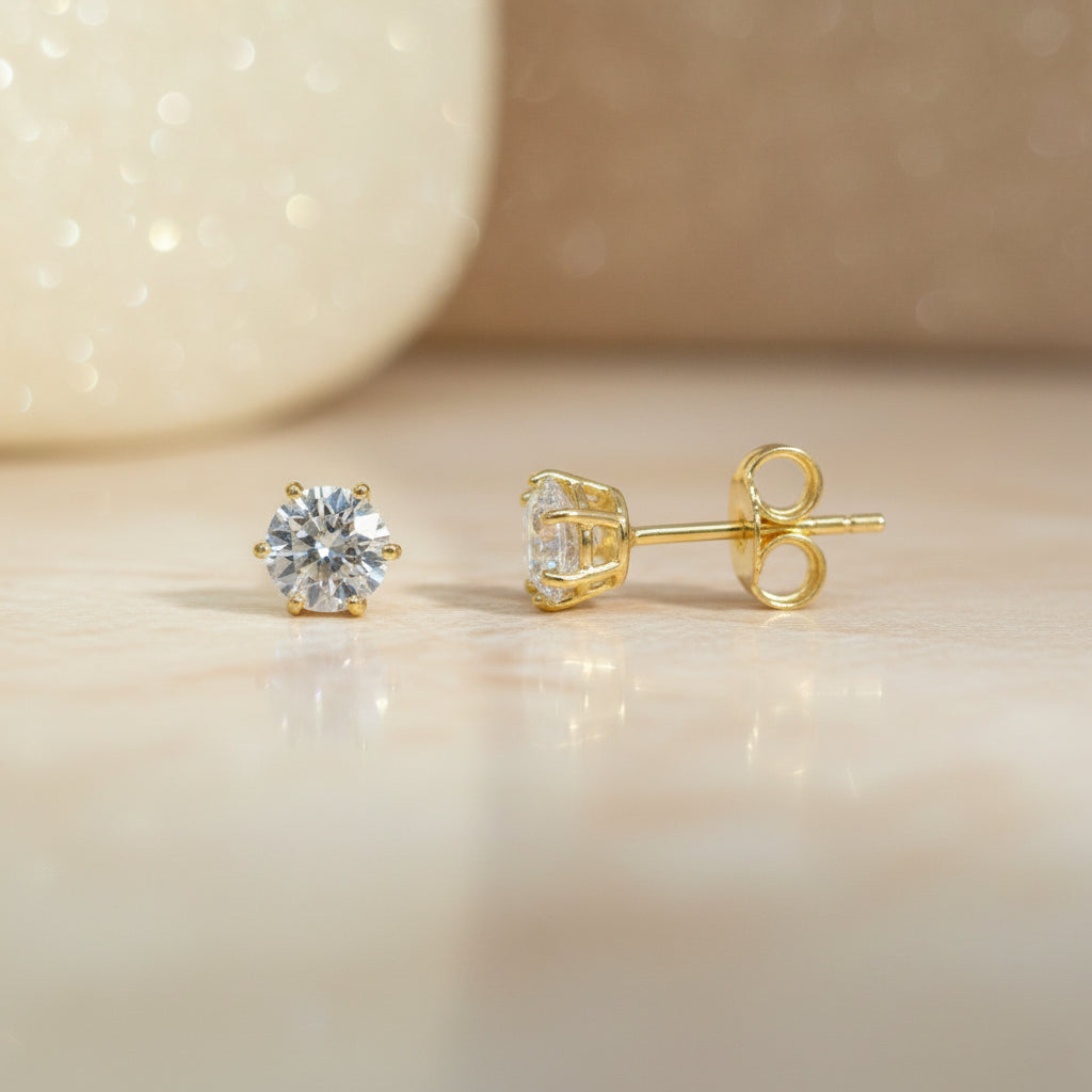 Goldohrstecker Solitär aus 585er Gelbgold – Splendido Juwelier