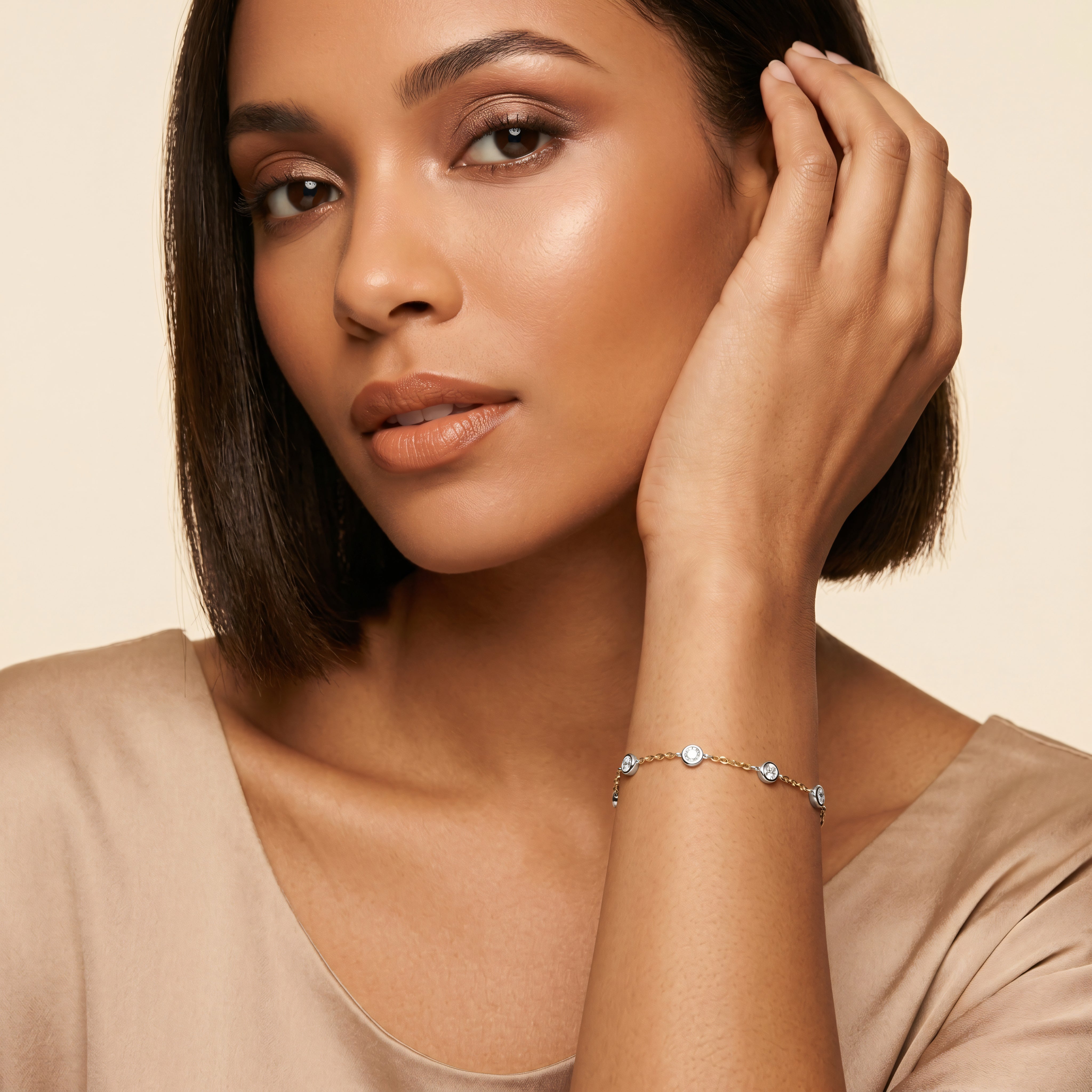 Armband 585 Bicolor Zirkonia Rundfassungen | Splendido Schmuck