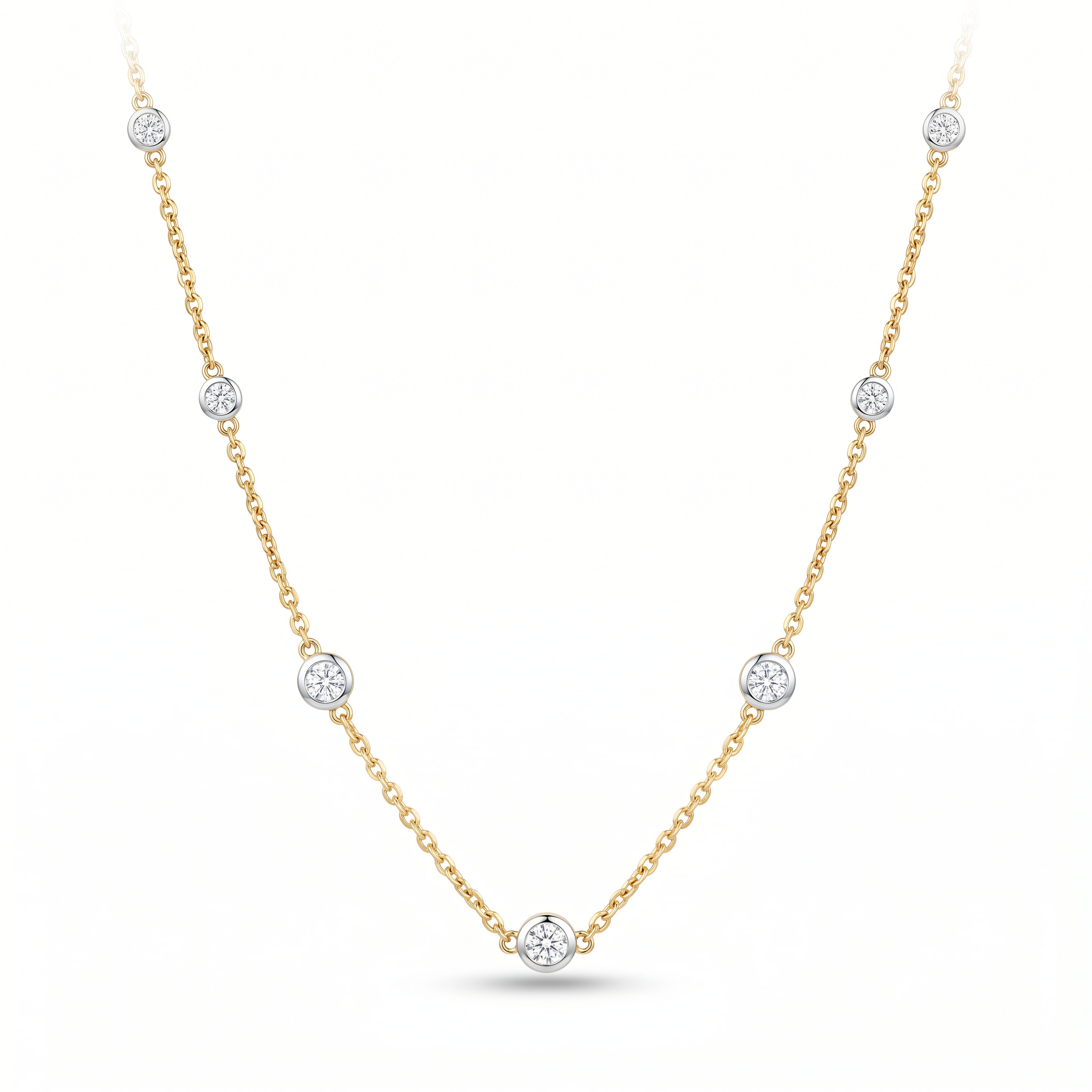 Halskette 585 Gold Zirkonia Runde Fassungen | Splendido Schmuck
