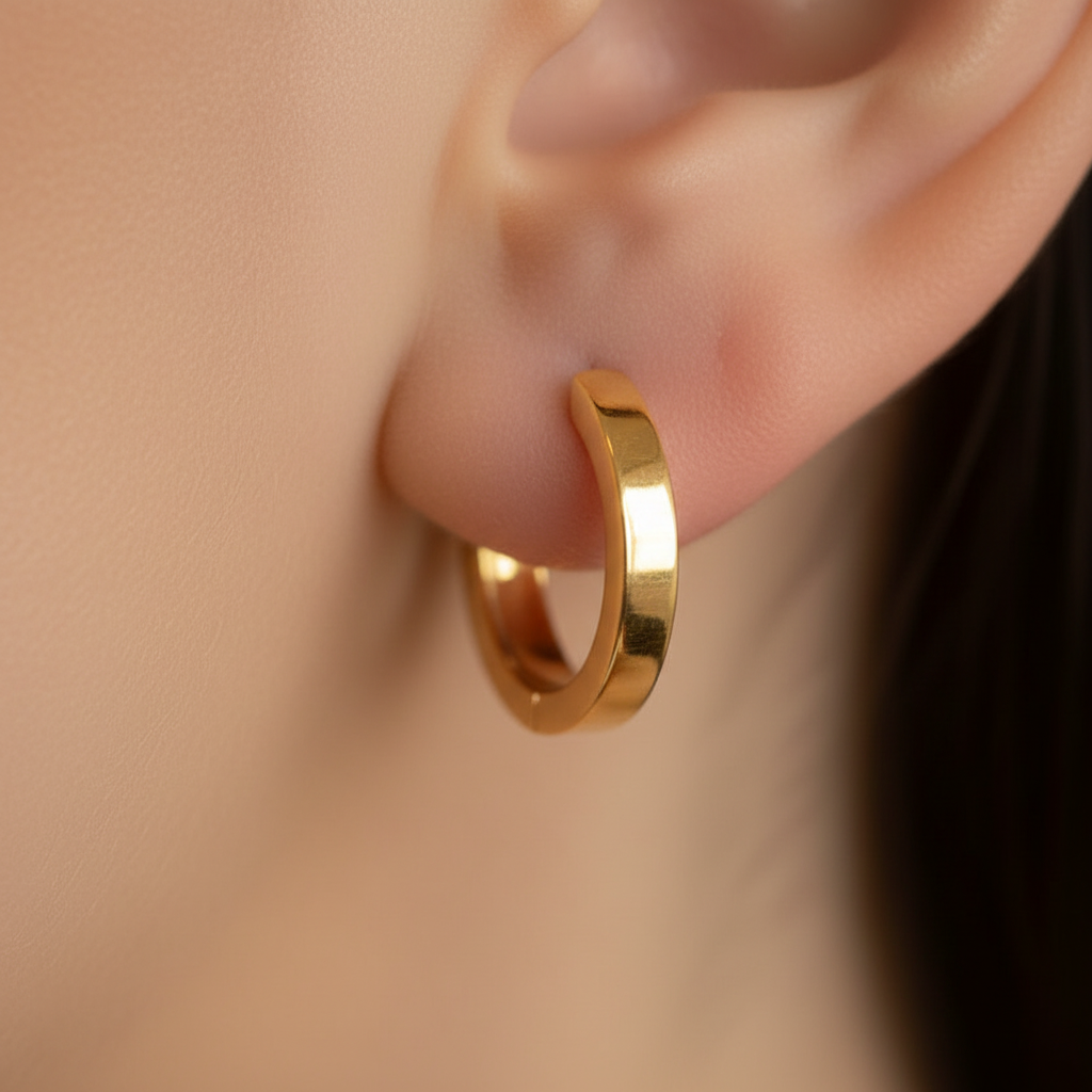 Creolen 585 Gelbgold geometrisch – Splendido – détail macro