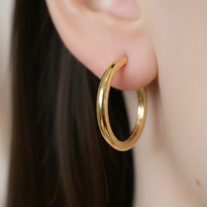 Creolen 585 Gelbgold klassisch – Splendido – modèle avec bijou