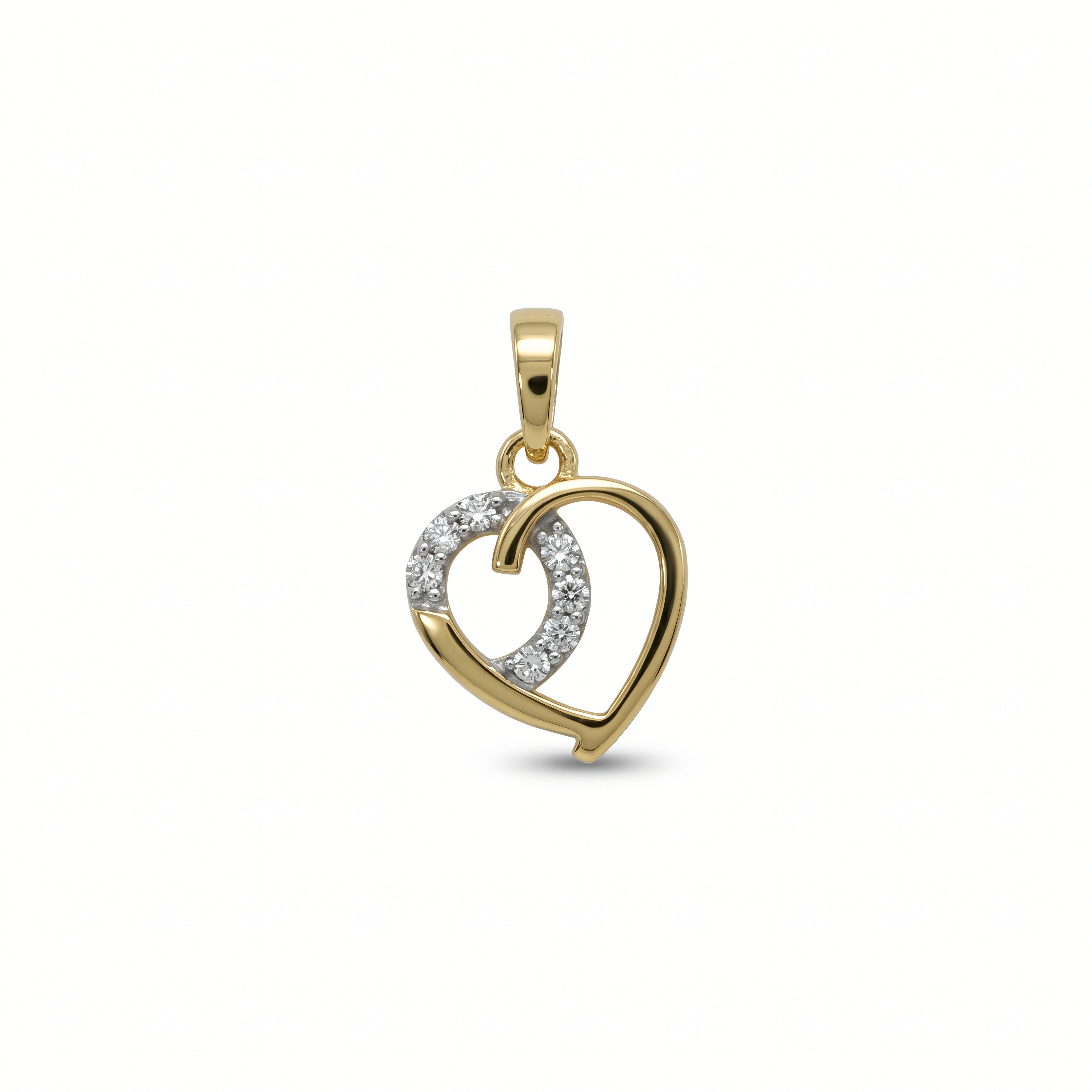 Anhänger 585 Gelbgold Herz Zirkonia asymmetrisch – Splendido – zdjęcie produktu