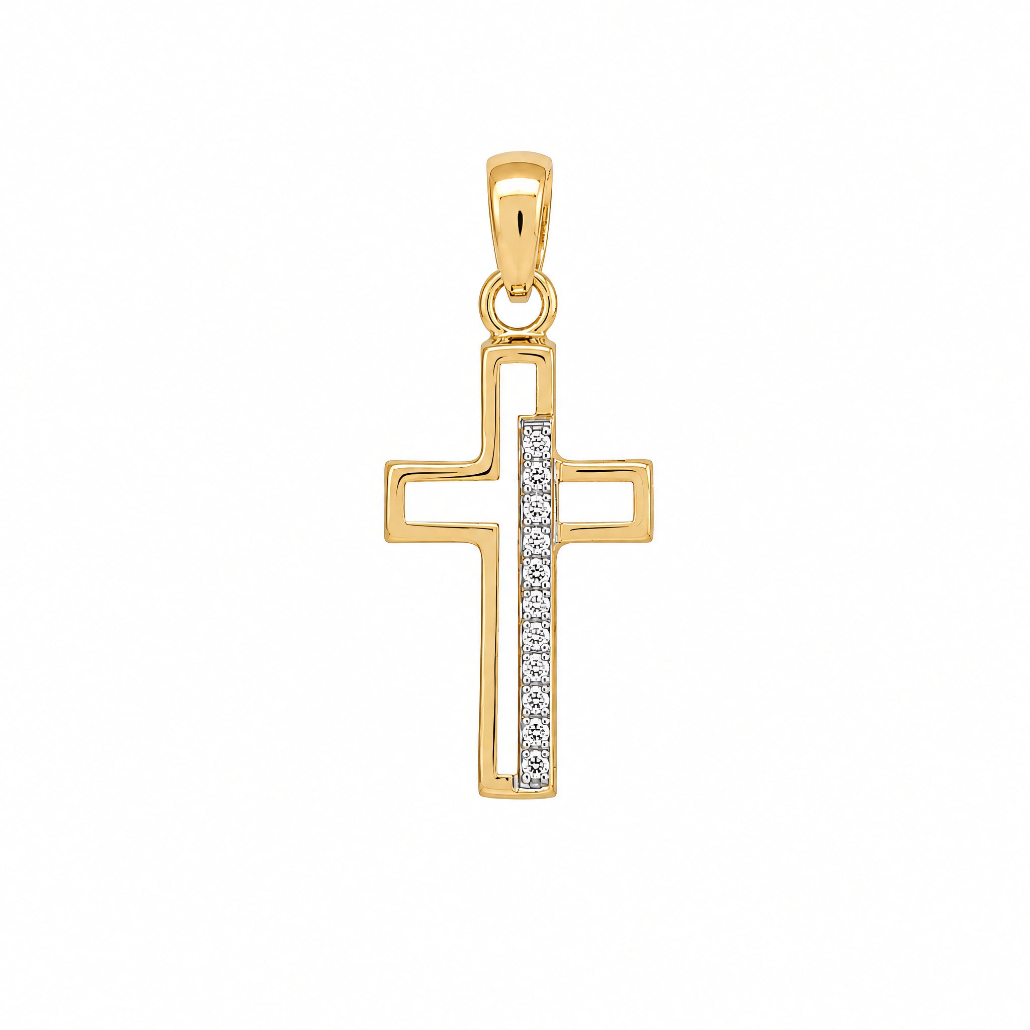 Anhänger 585 Gelbgold Kreuz offen Zirkonia | Splendido Schmuck