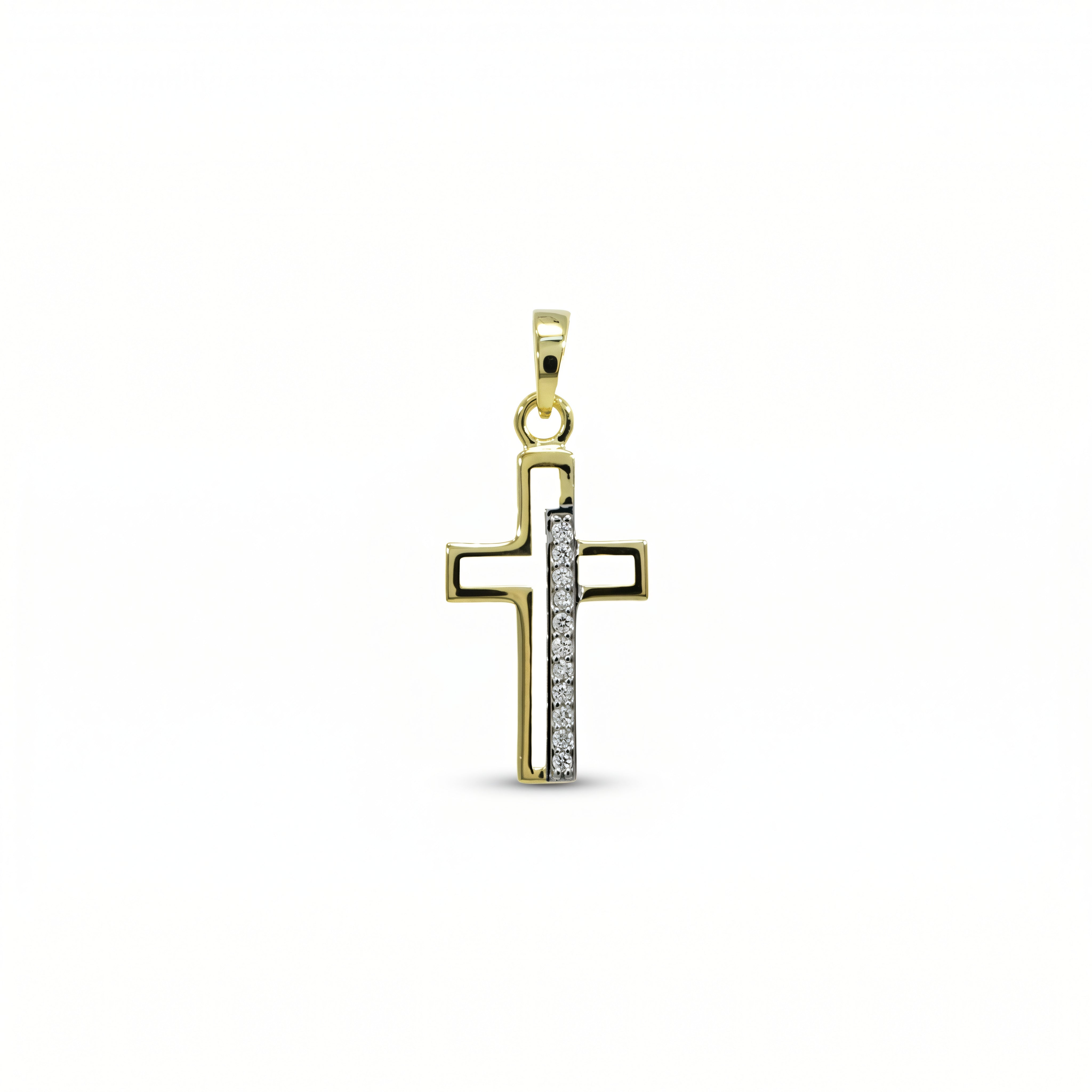 Anhänger 585 Gelbgold Kreuz offen Zirkonia – Splendido – zdjęcie produktu