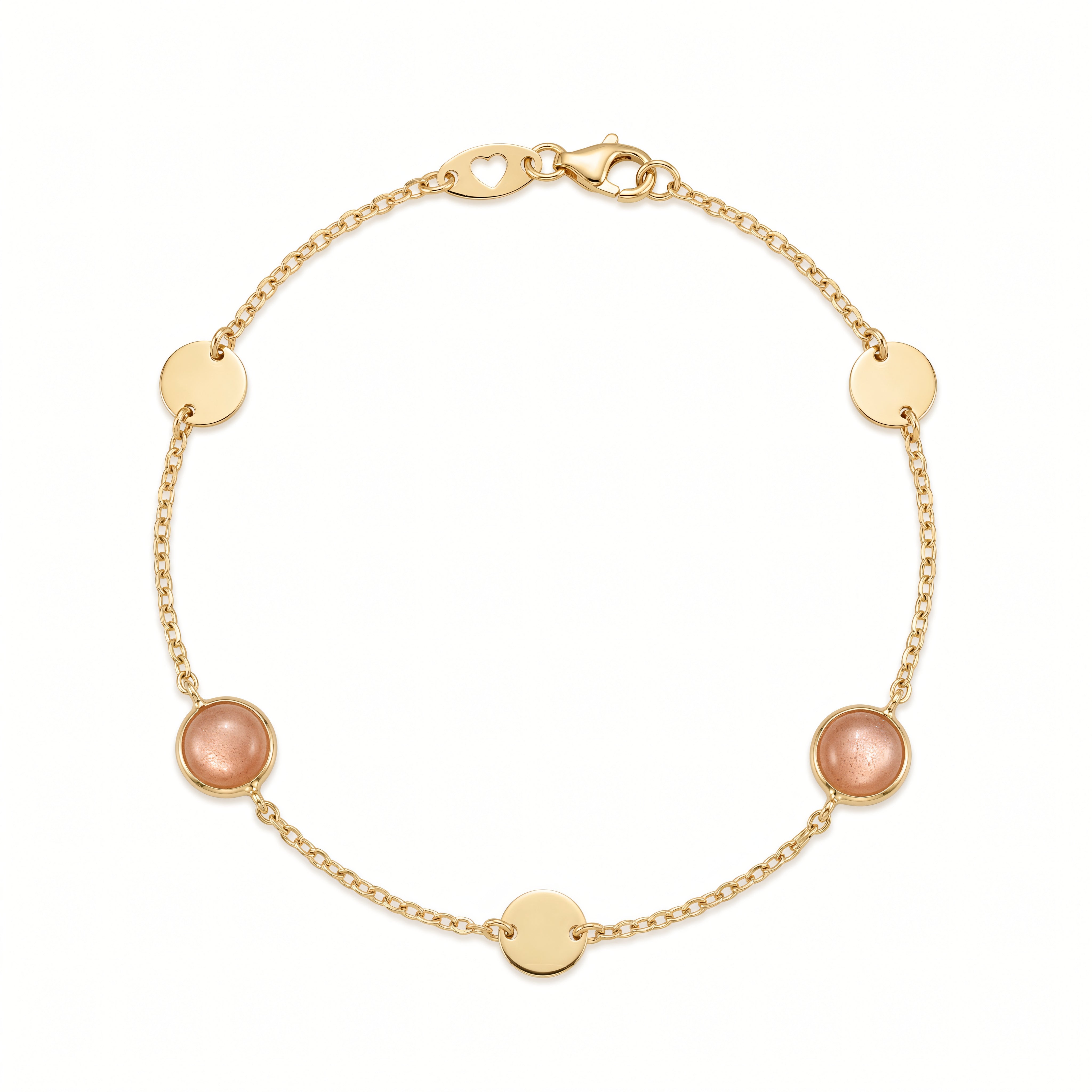 Armband 585 Gelbgold Pfirsich-Mondstein Cabochon – Splendido – product photo