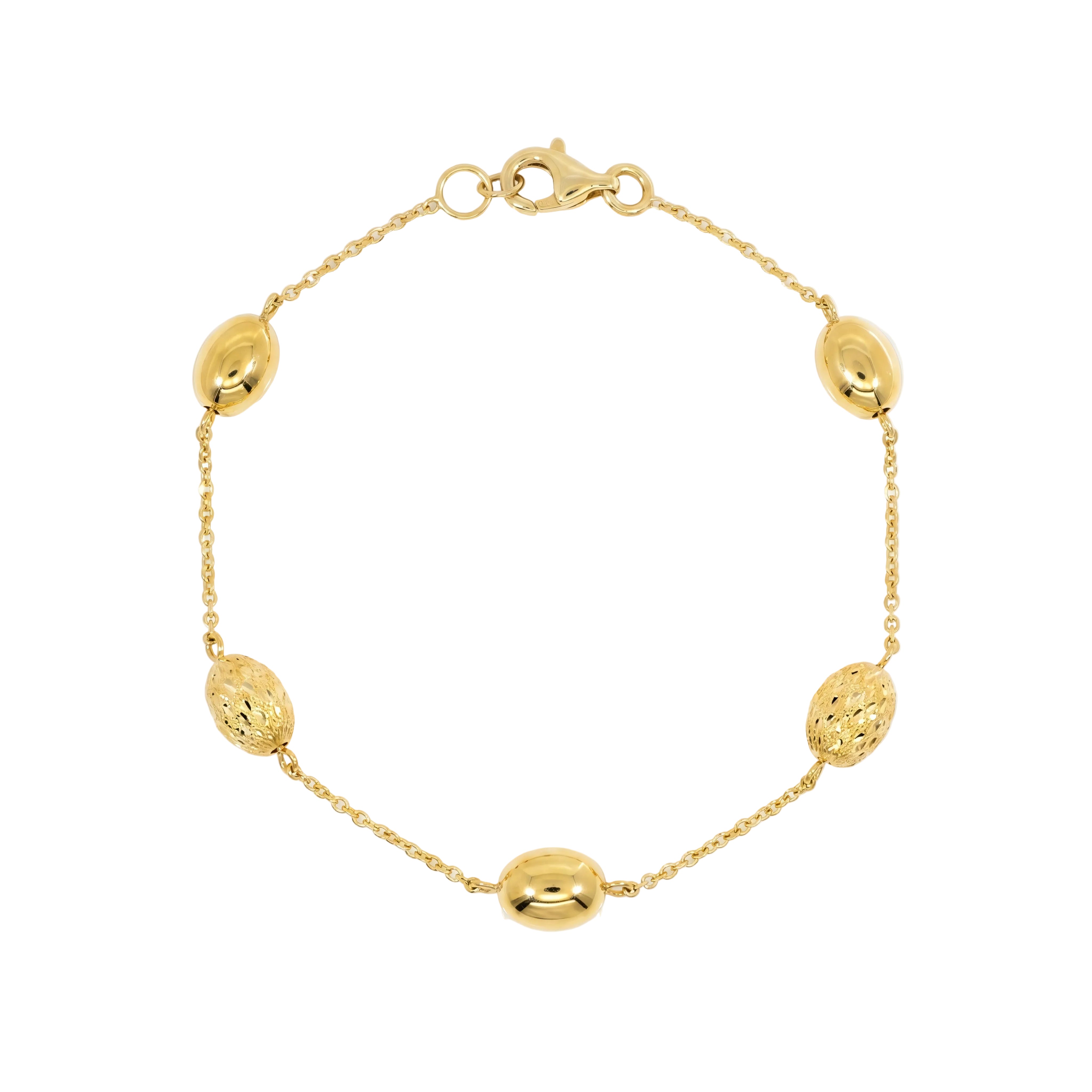 Armband 585 Gelbgold ovale Goldperlen – Splendido – product photo